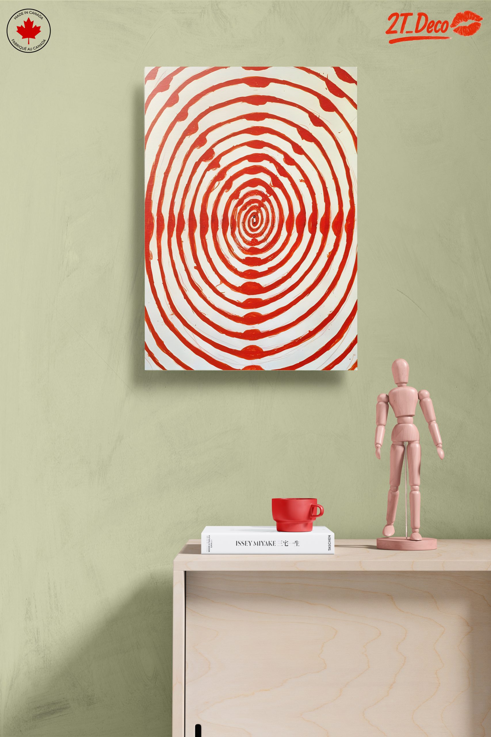Red Concentric Circle Abstract Art - Image 14