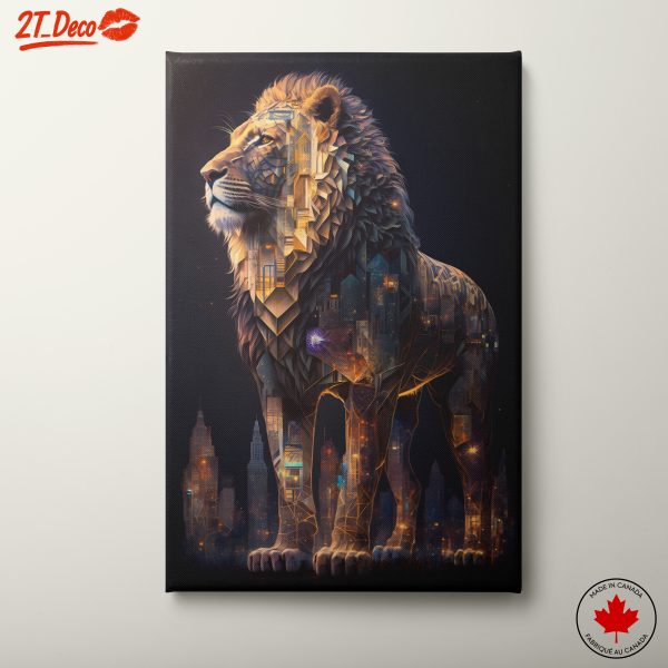 Majestic Lion with Urban Elements Art