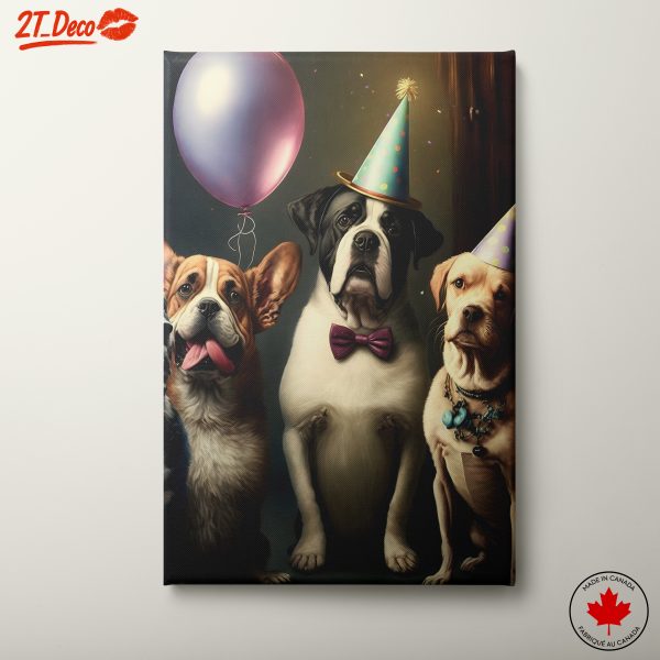 Celebration with Cute Dogs in Party Hats