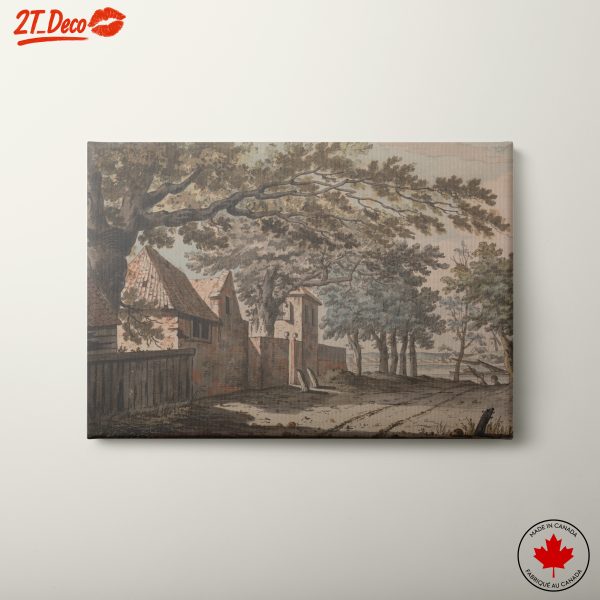 Serene Nature Landscape with Trees and Buildings
