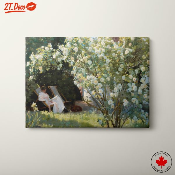 Woman Reading in a Flower Garden