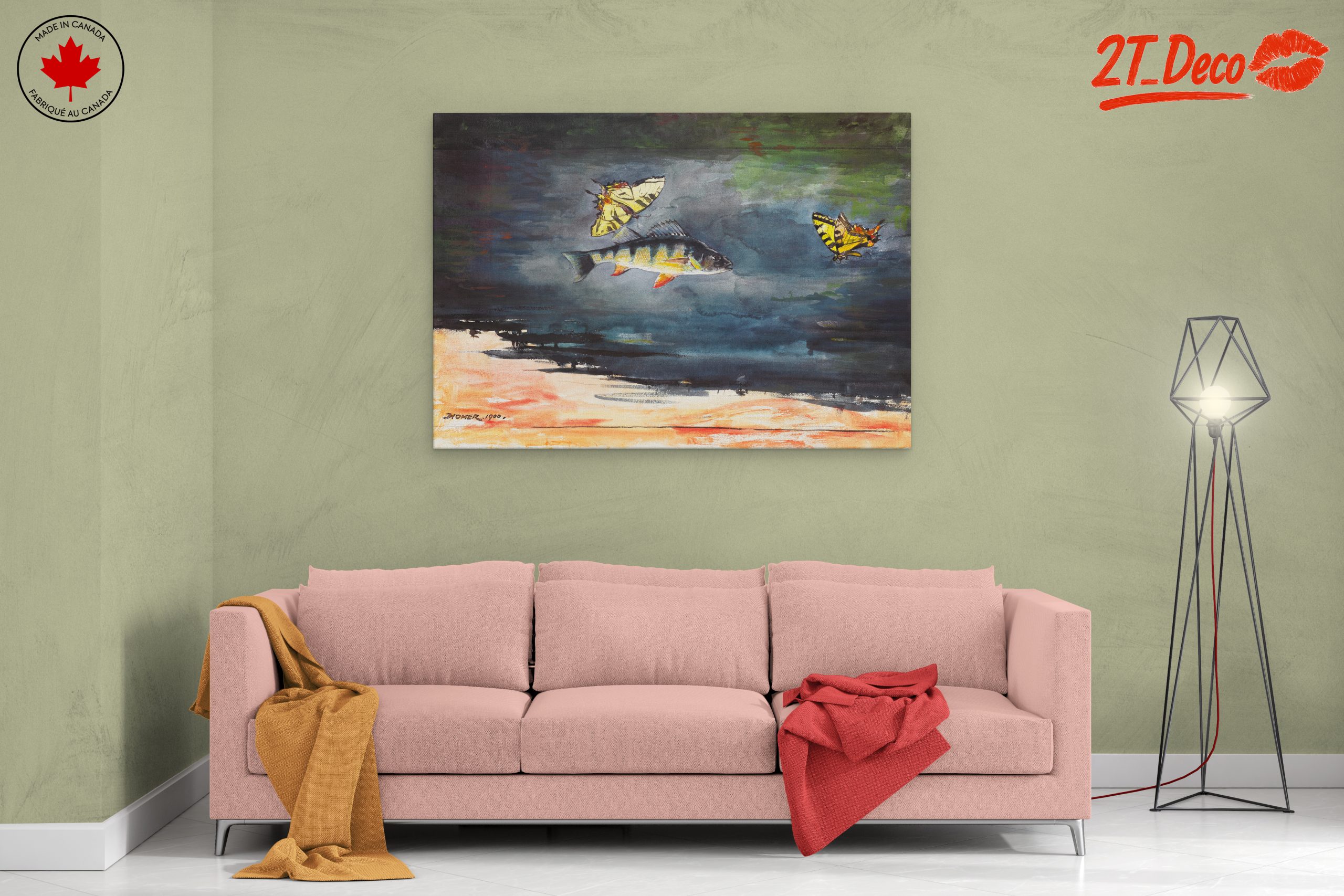 Colorful Aquatic Scene with Fish and Butterflies - Image 2