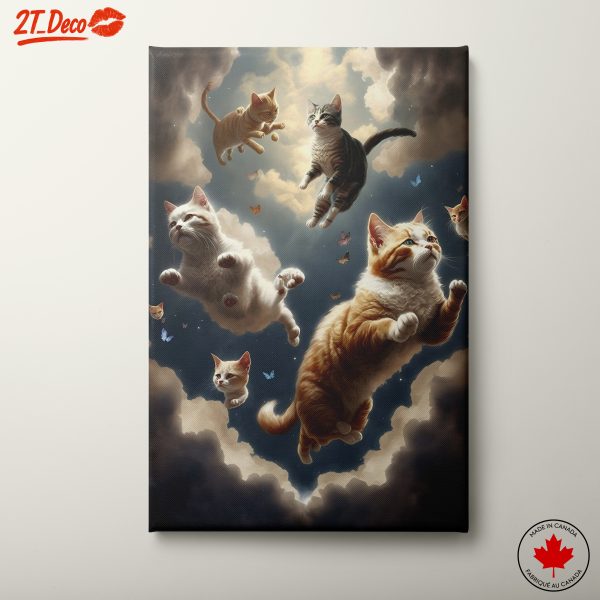Cats Floating in a Dreamy Sky
