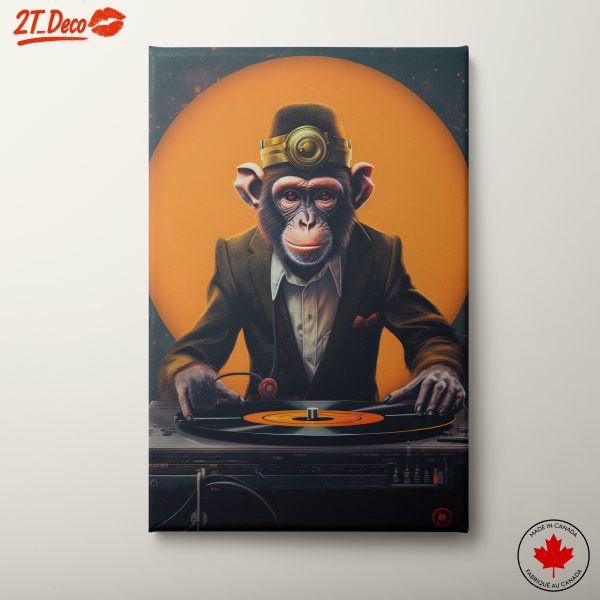 Monkey DJ Playing Vinyl at Sunset