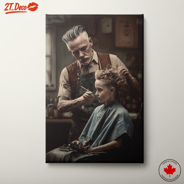 Vintage Barber Scene Art