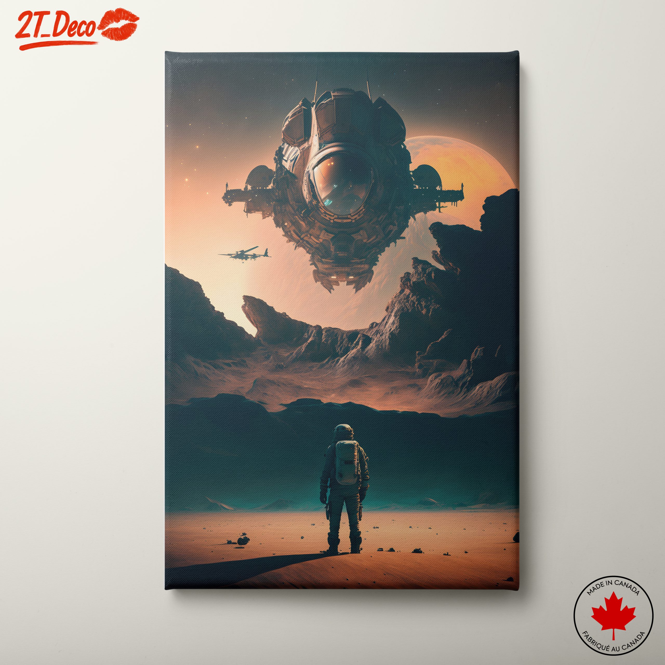 Dynamic Space Adventure Artwork Featuring Astronaut