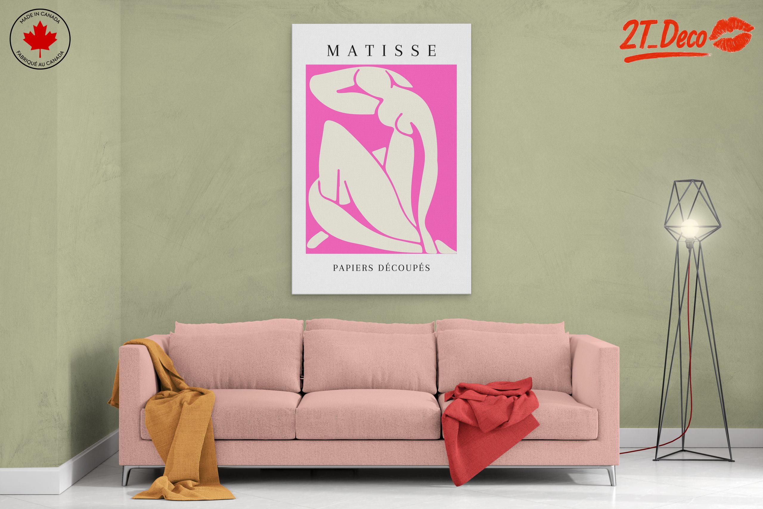 Matisse Inspired Abstract Art on Pink Background - Image 2