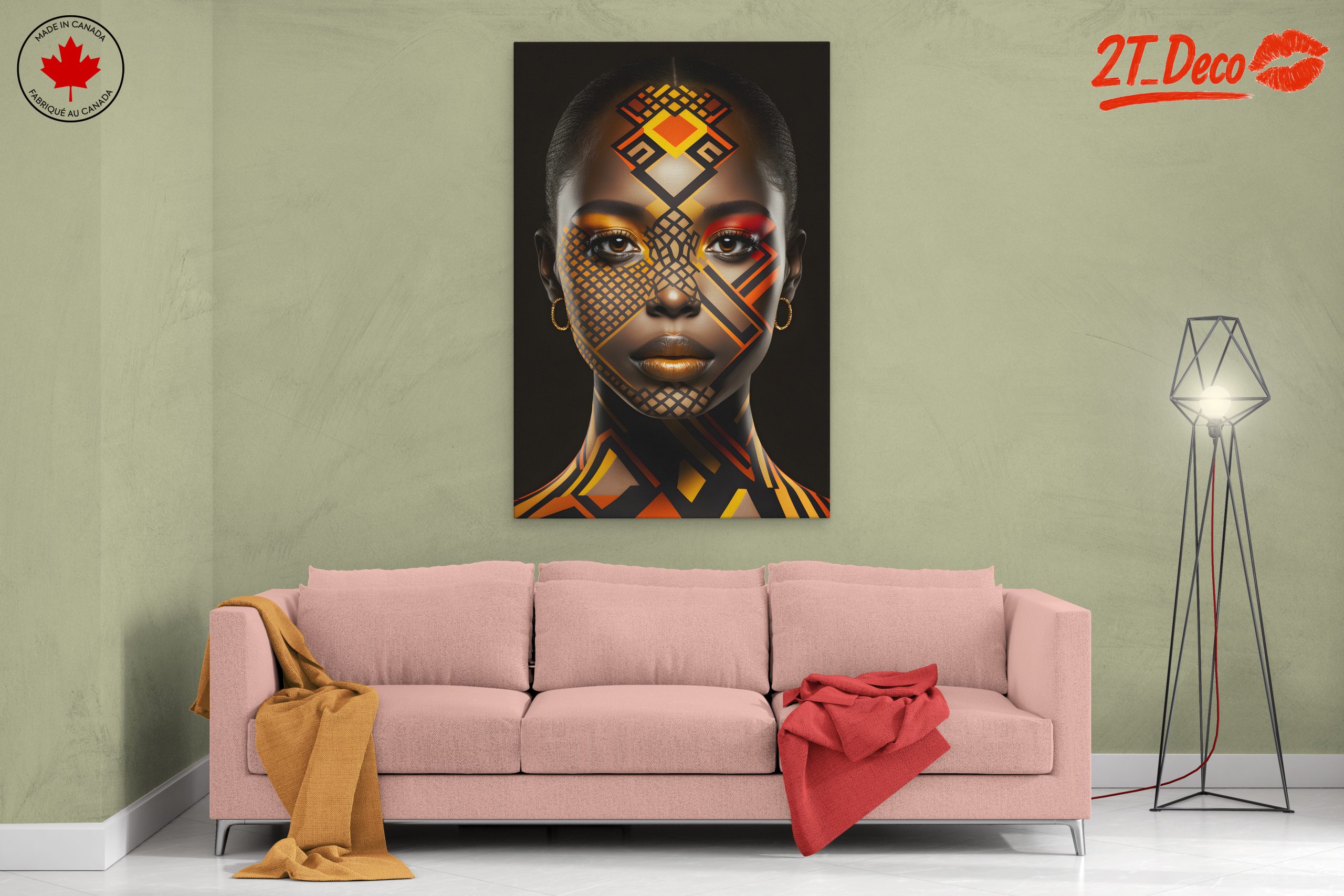Stunning Abstract Cultural Portrait with Vibrant Patterns - Image 2
