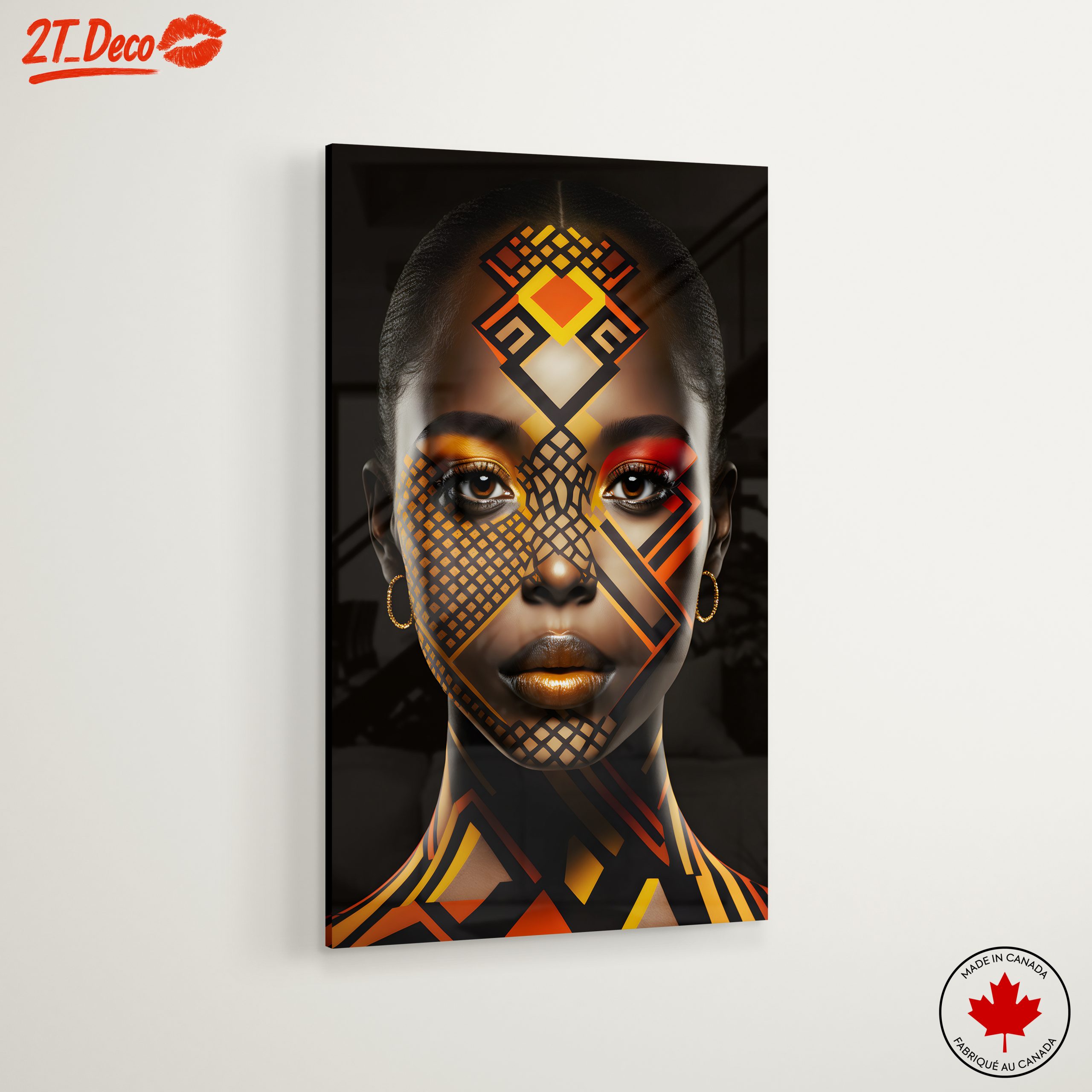 Stunning Abstract Cultural Portrait with Vibrant Patterns - Image 6