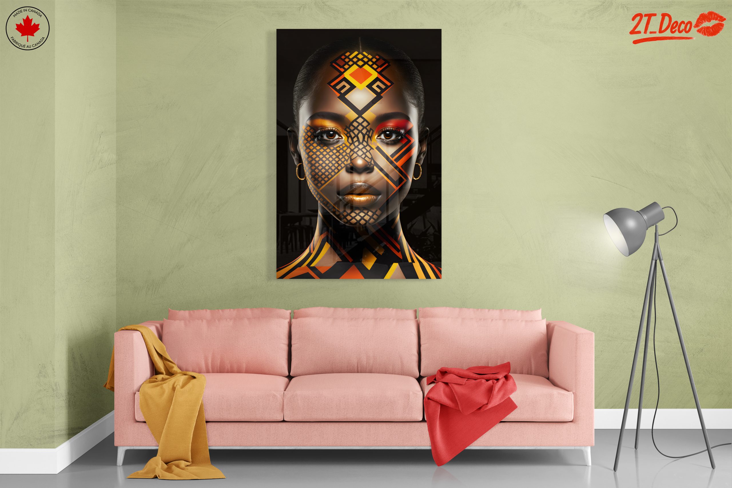 Stunning Abstract Cultural Portrait with Vibrant Patterns - Image 7