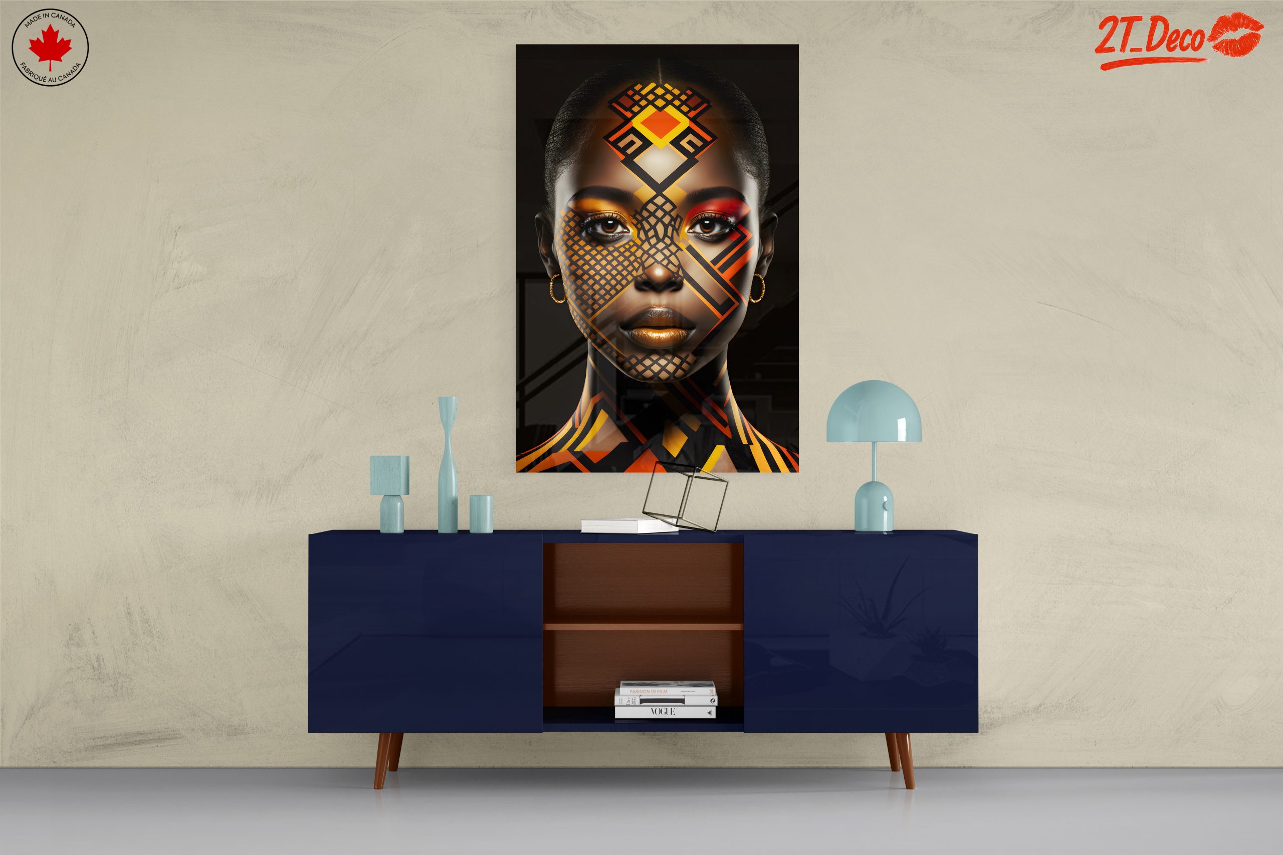 Stunning Abstract Cultural Portrait with Vibrant Patterns - Image 8