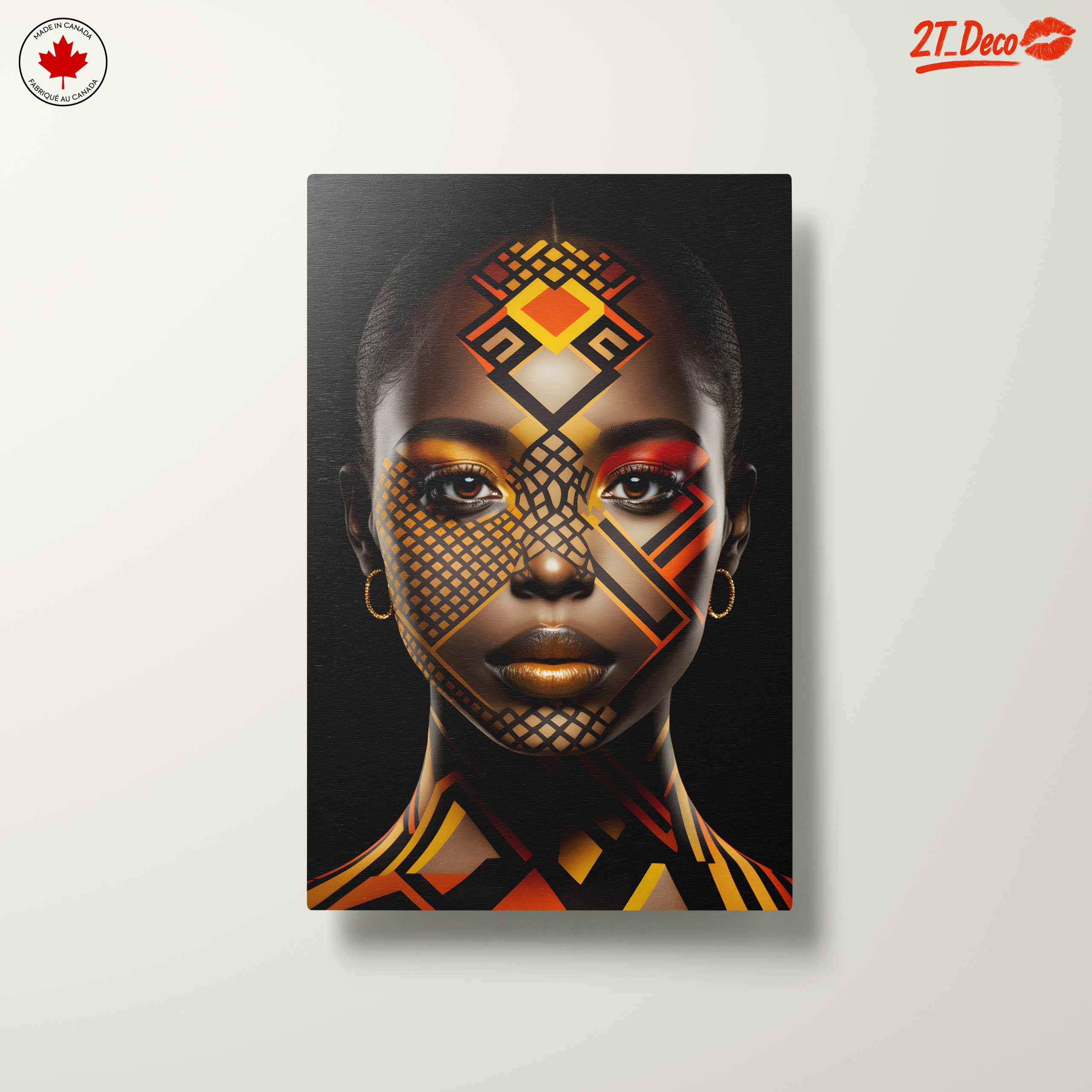 Stunning Abstract Cultural Portrait with Vibrant Patterns - Image 10