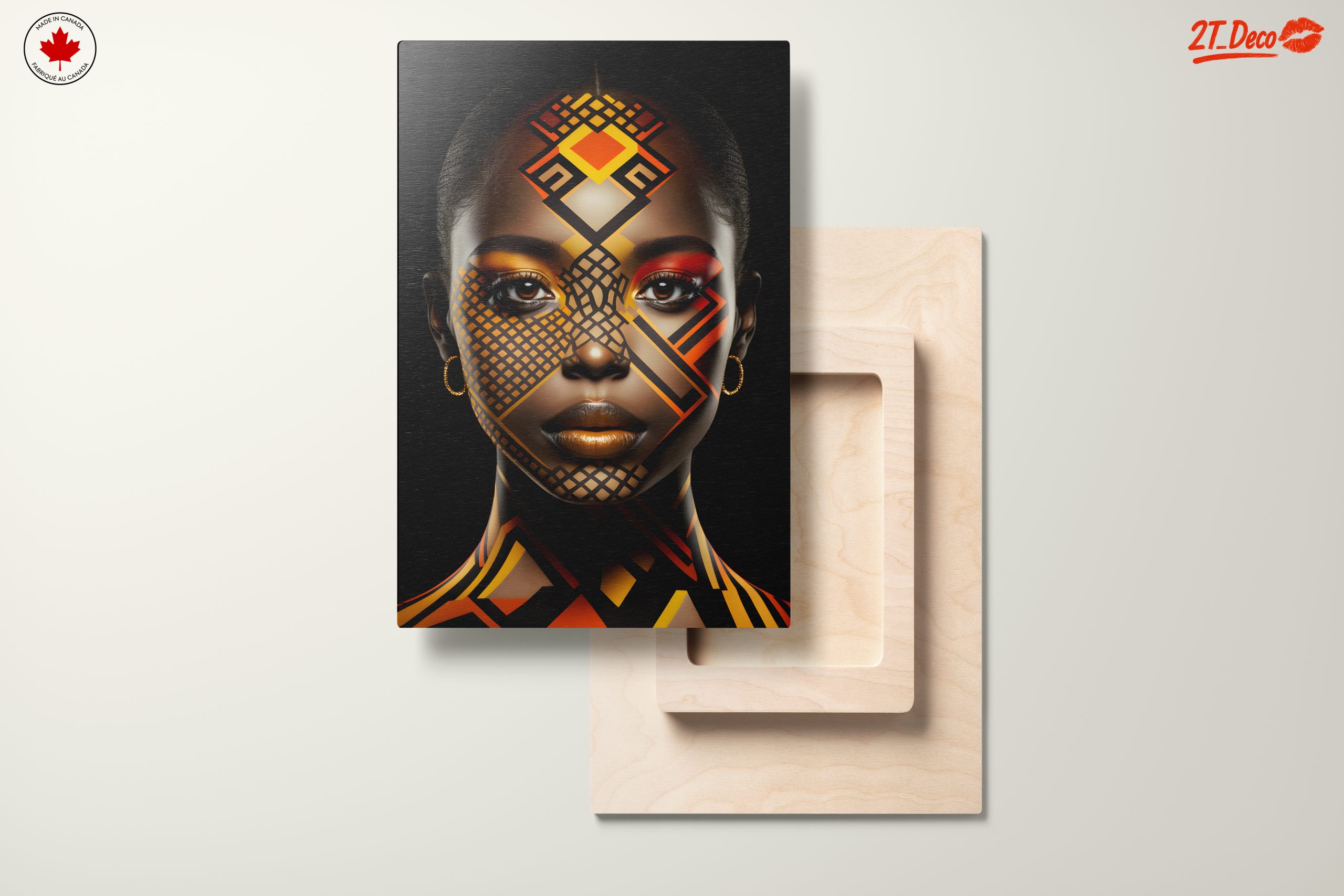 Stunning Abstract Cultural Portrait with Vibrant Patterns - Image 11