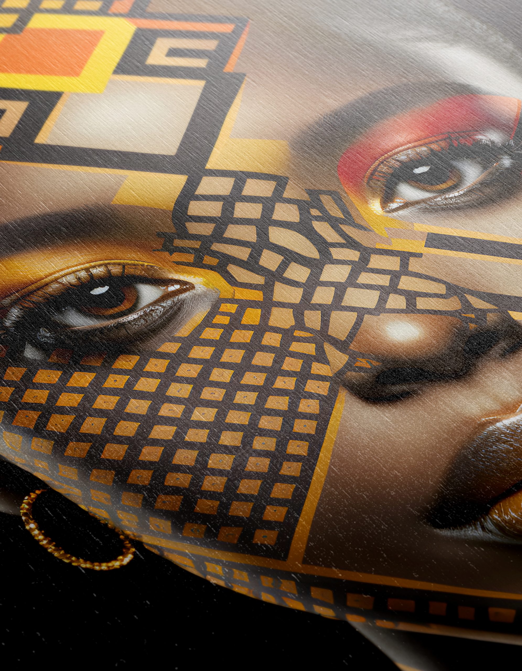 Stunning Abstract Cultural Portrait with Vibrant Patterns - Image 12