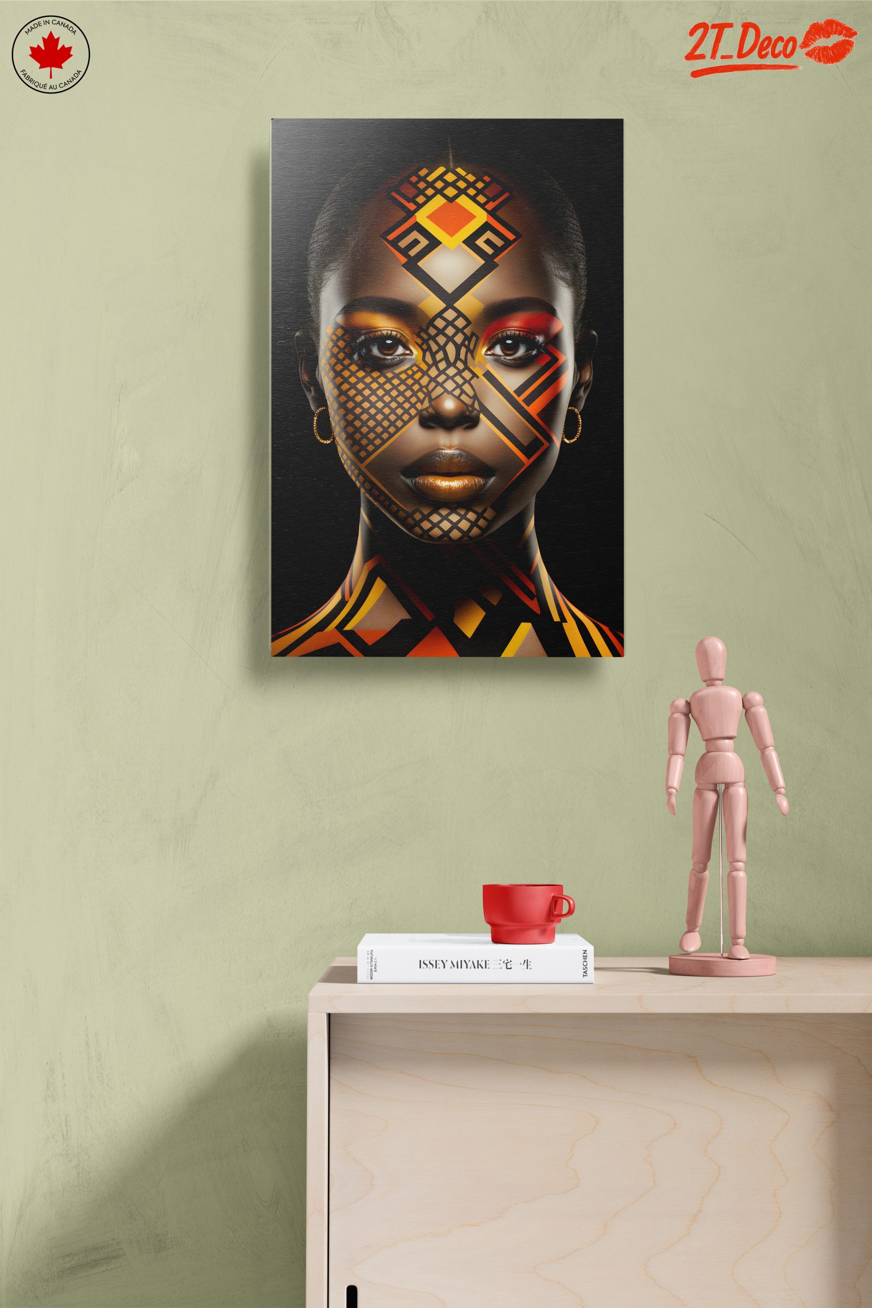 Stunning Abstract Cultural Portrait with Vibrant Patterns - Image 14