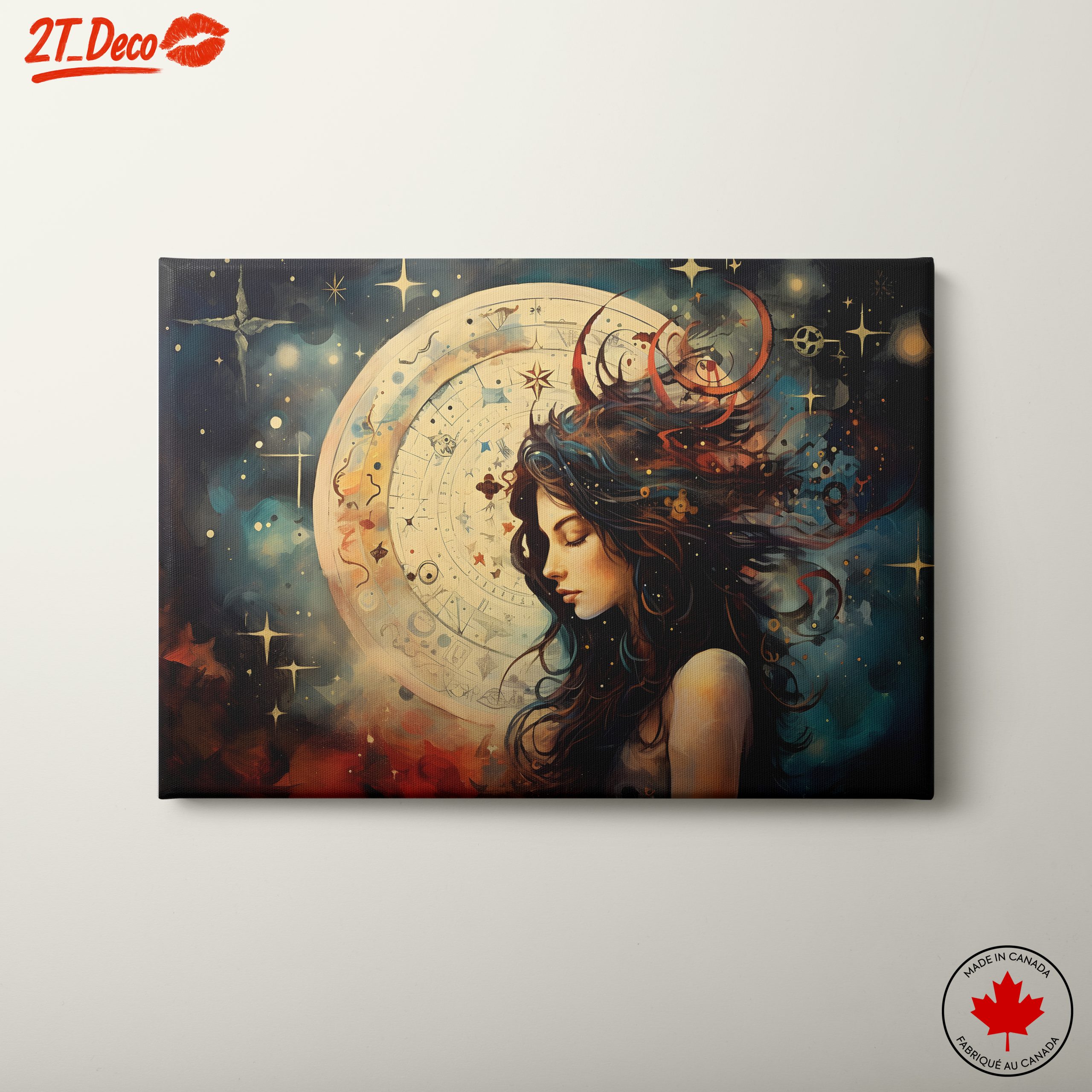 Celestial Woman with Stars and Cosmic Elements Art