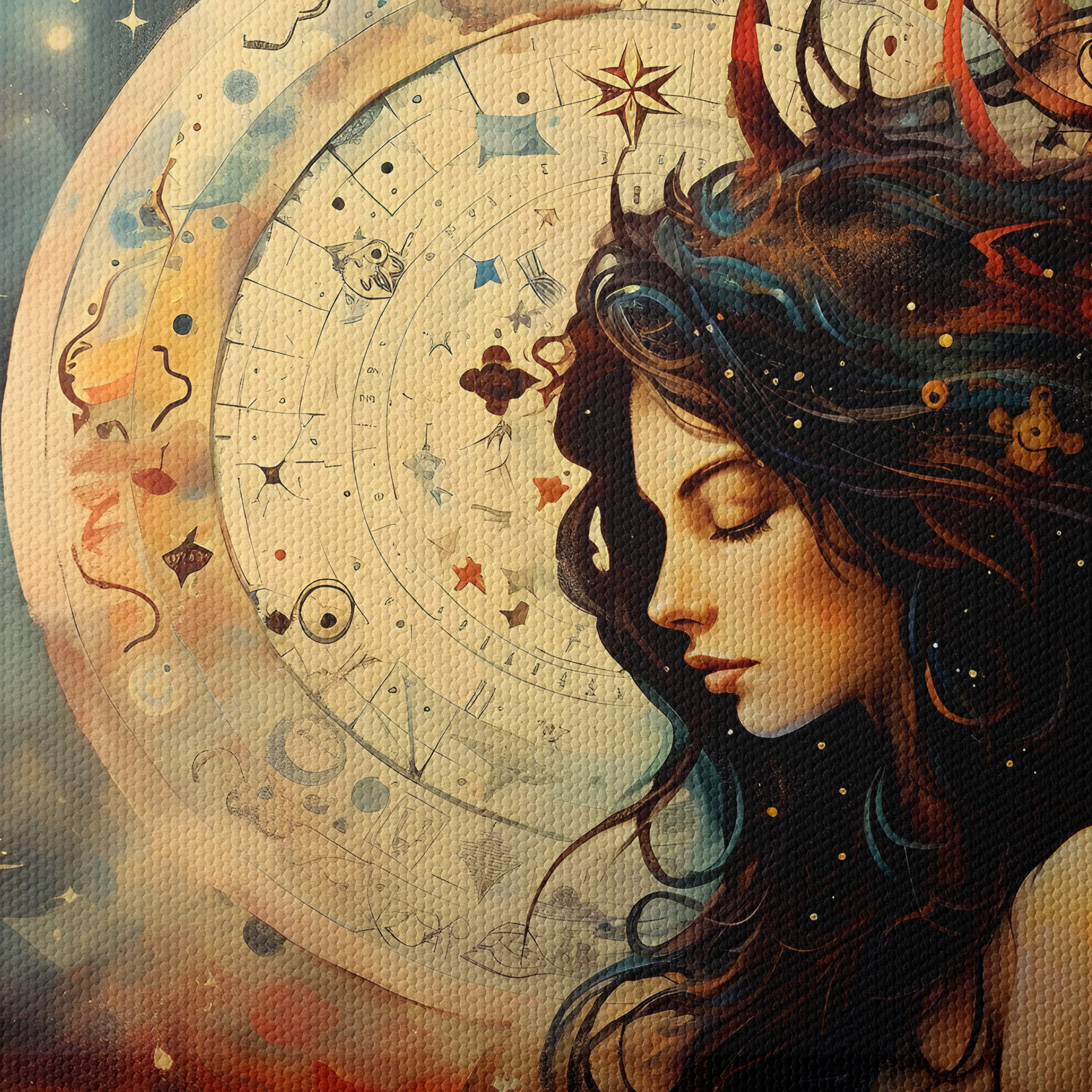 Celestial Woman with Stars and Cosmic Elements Art - Image 4