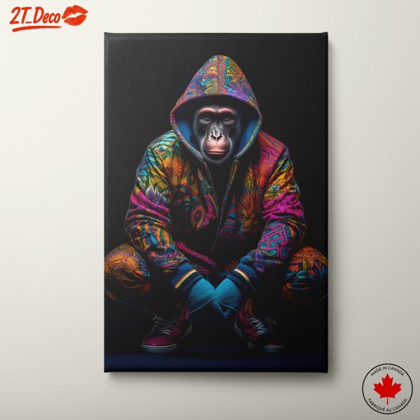 Vibrant Chimpanzee in Colorful Attire