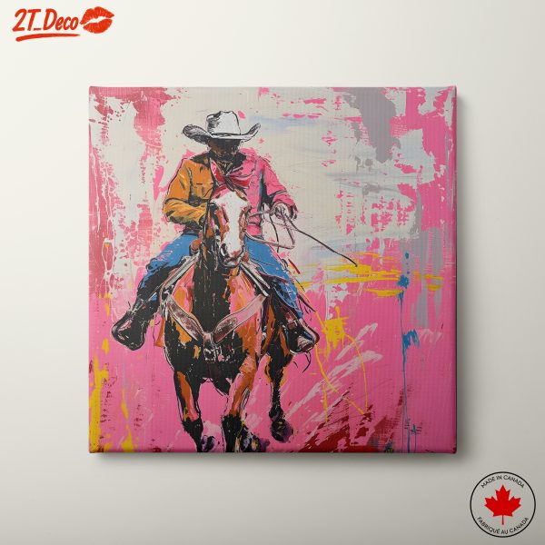 Vibrant Cowboy on Horseback Artwork