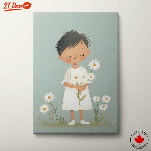 Whimsical Child with Daisies Art