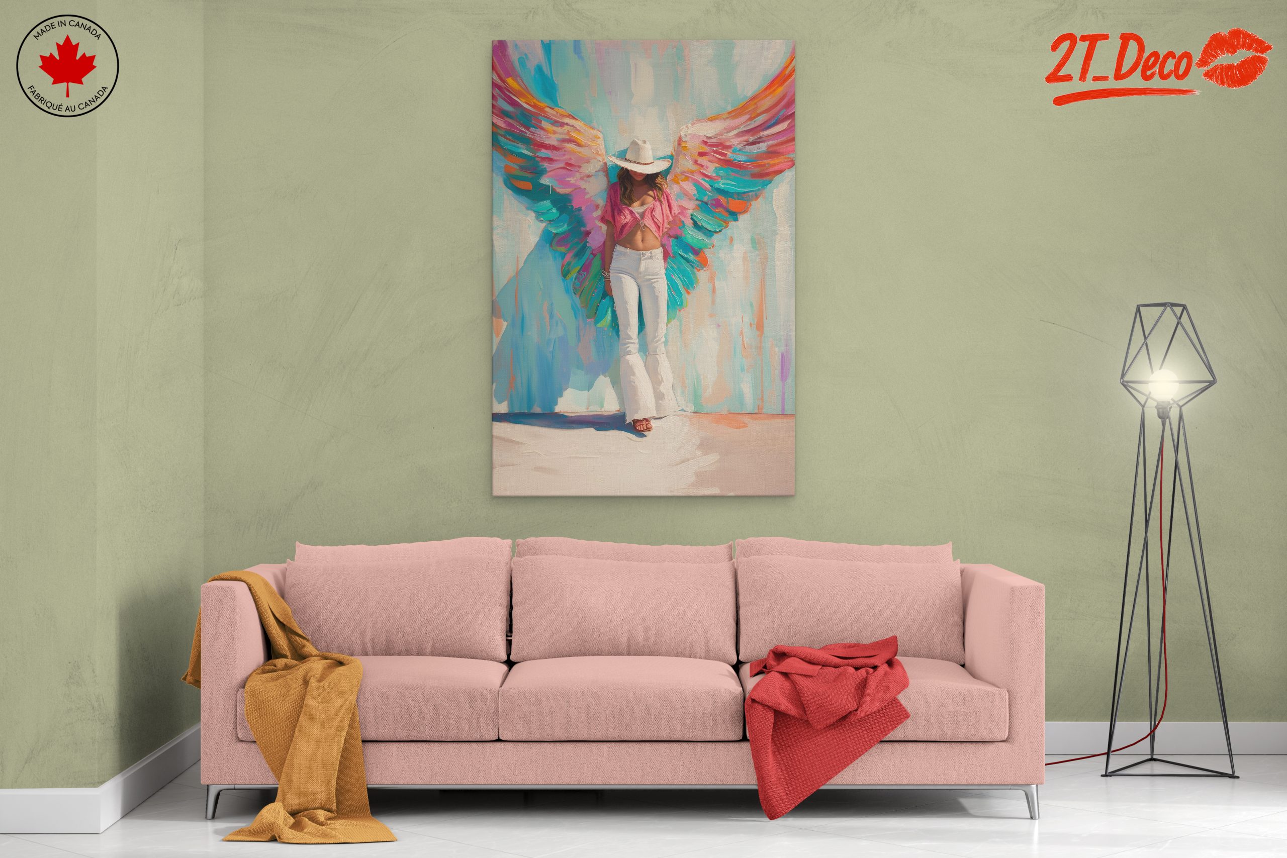 Vibrant Contemporary Portrait with Wings - Image 2