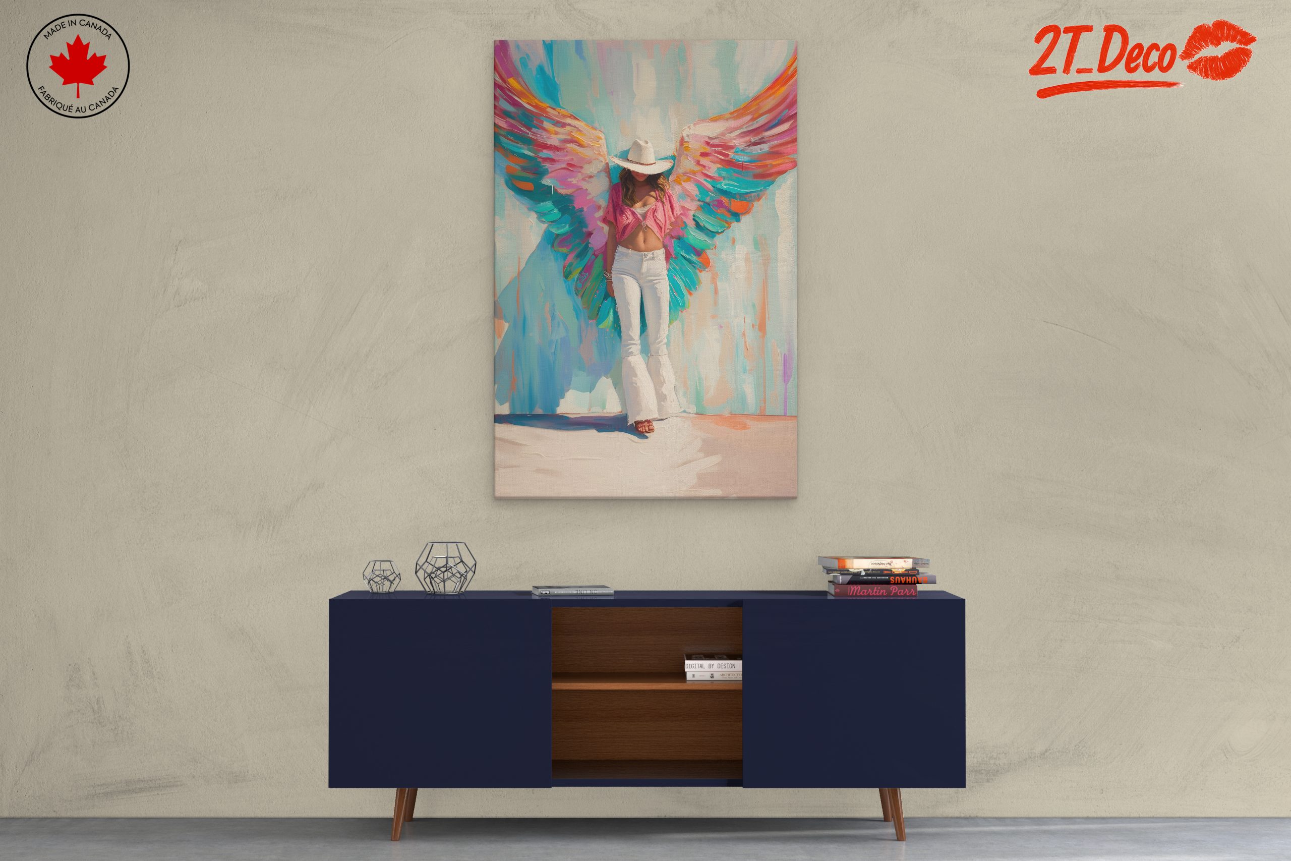 Vibrant Contemporary Portrait with Wings - Image 3