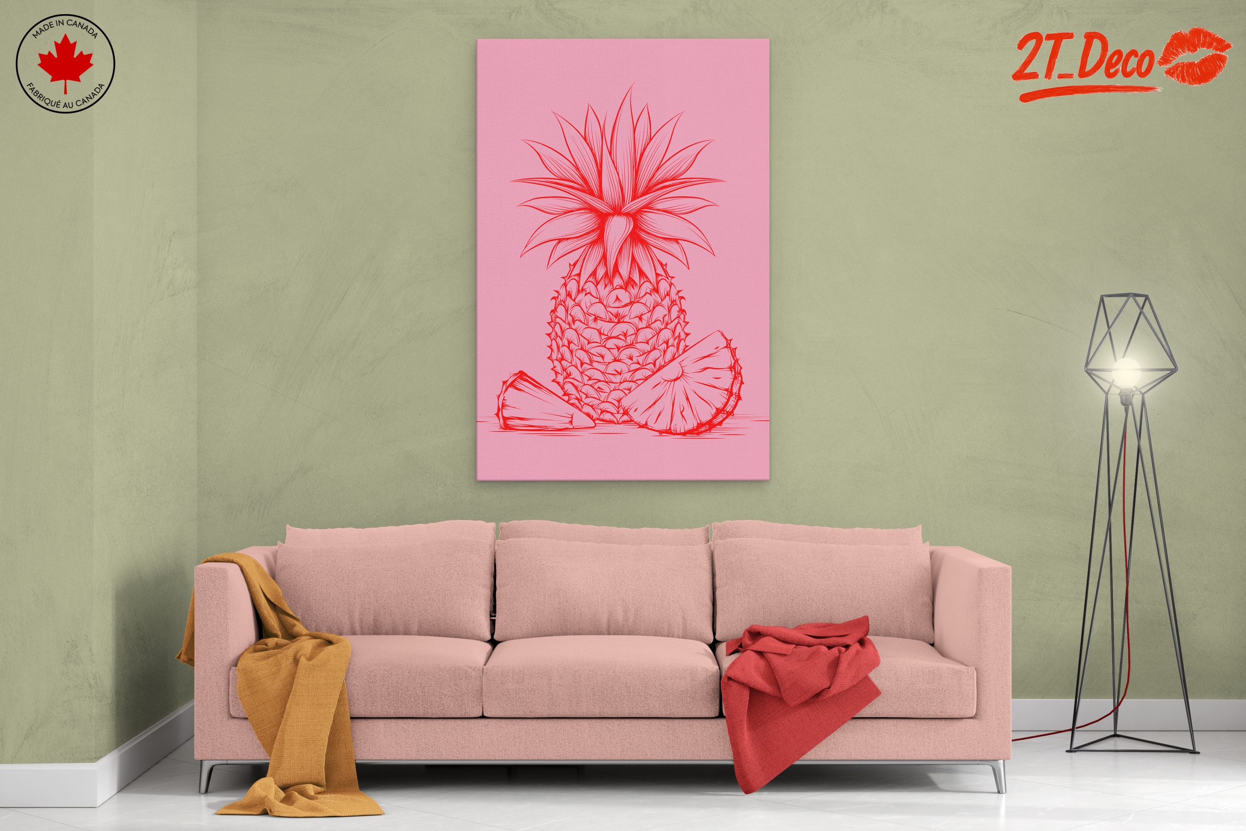 Stylized Red Pineapple Art - Image 2