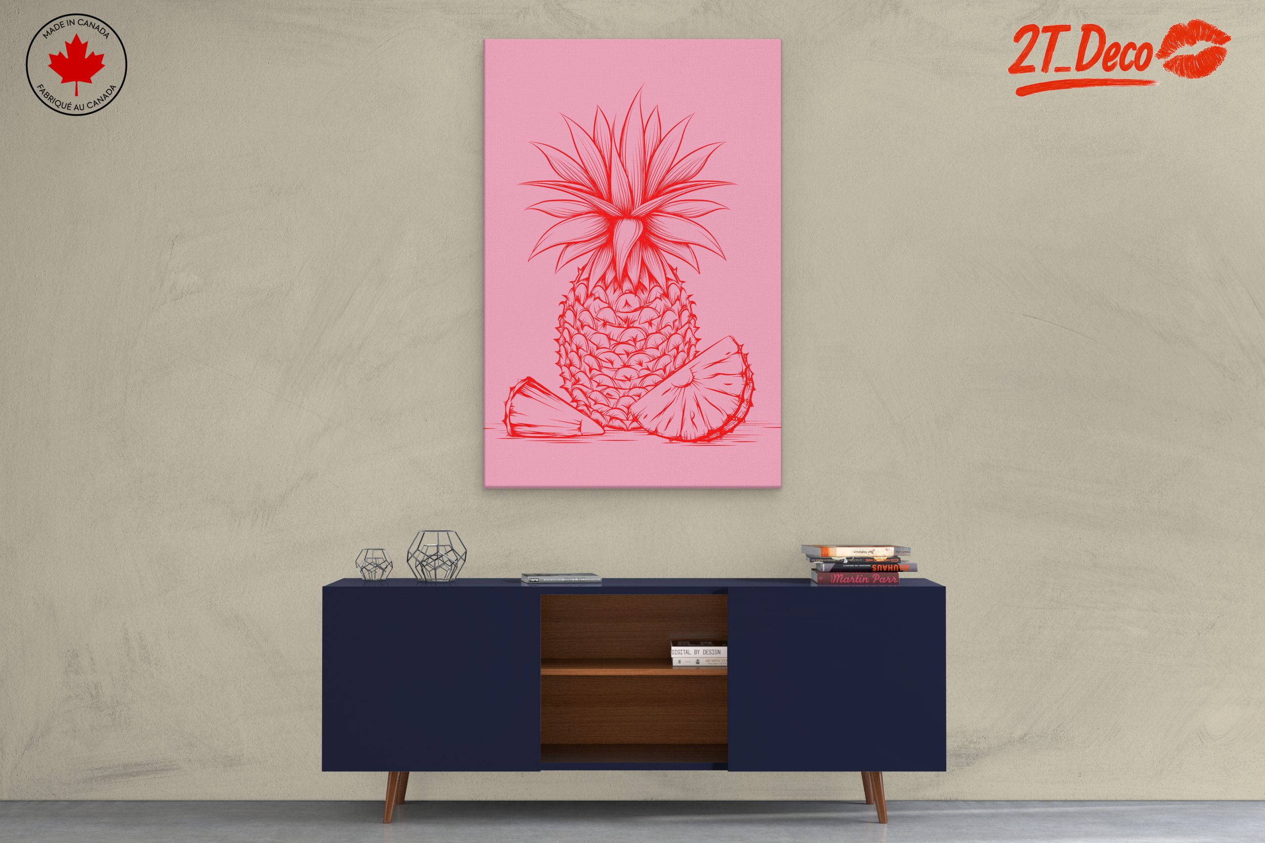 Stylized Red Pineapple Art - Image 3