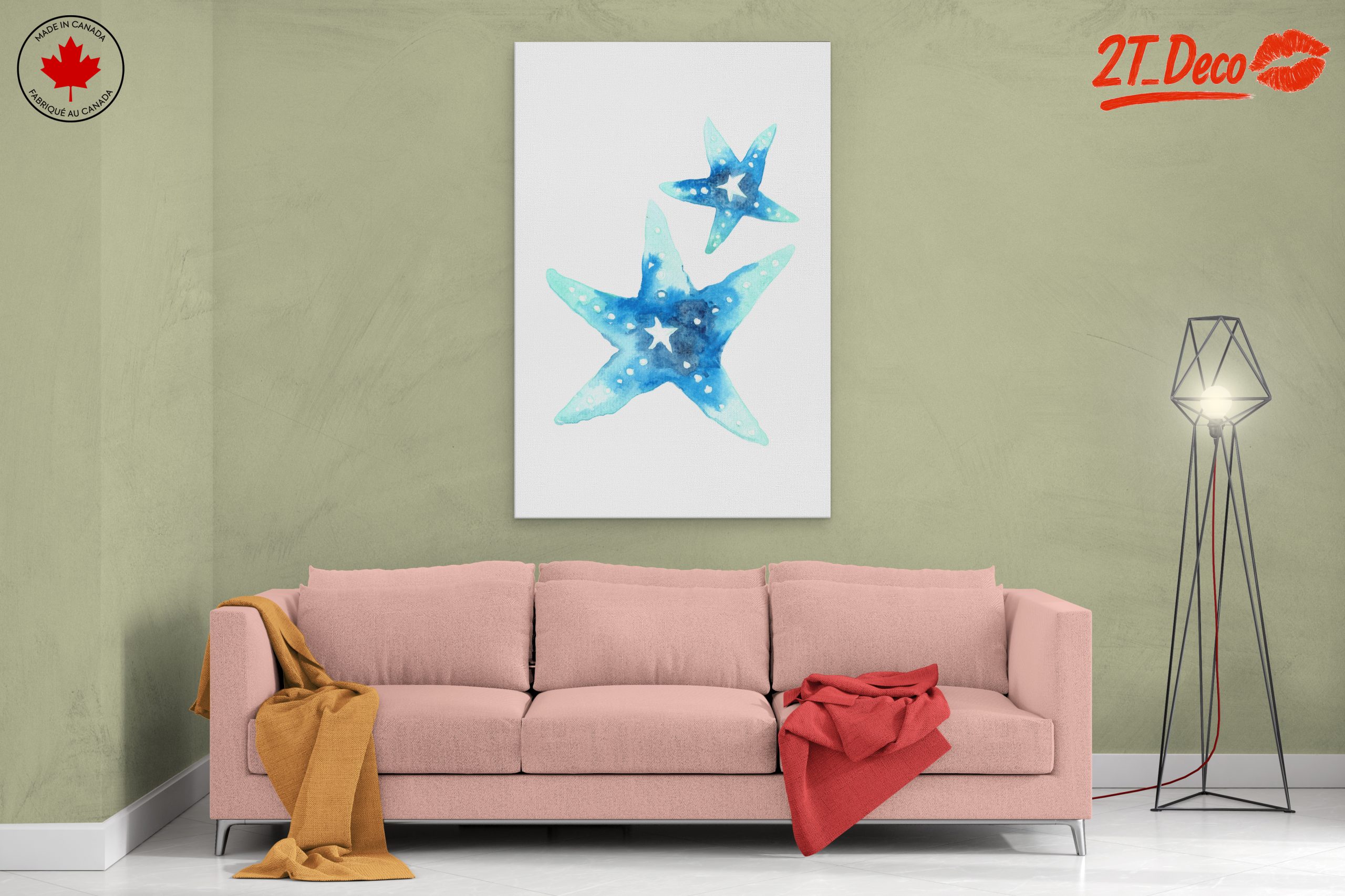 Watercolor Starfish Abstract Art - Image 2