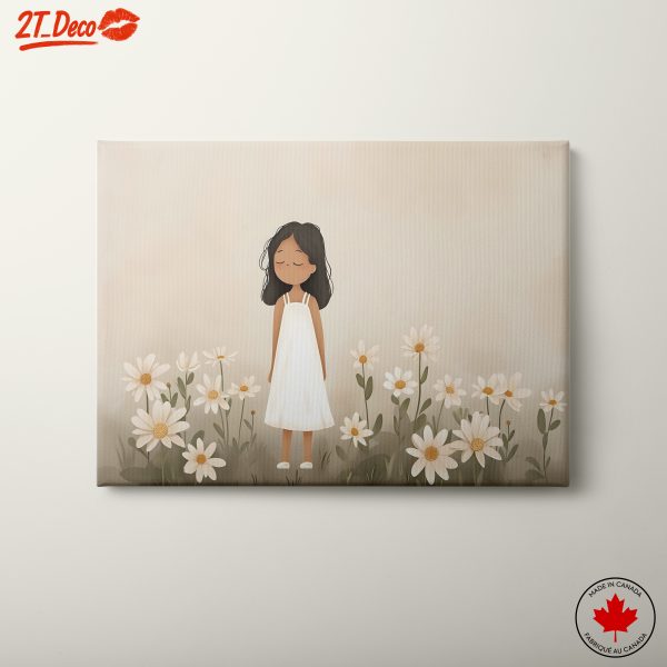 Whimsical Girl Among Daisies