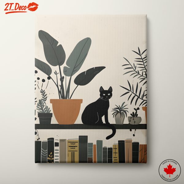 Stylized Cat Among Plants Art
