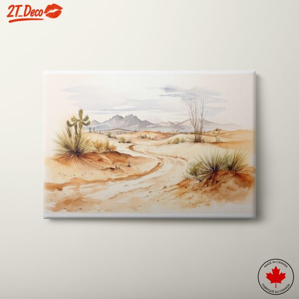 Serene Desert Landscape Watercolor Art