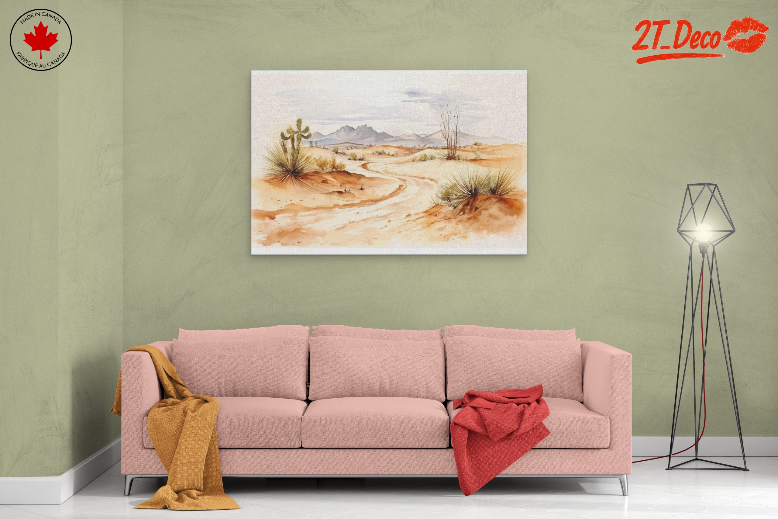 Serene Desert Landscape Watercolor Art - Image 2