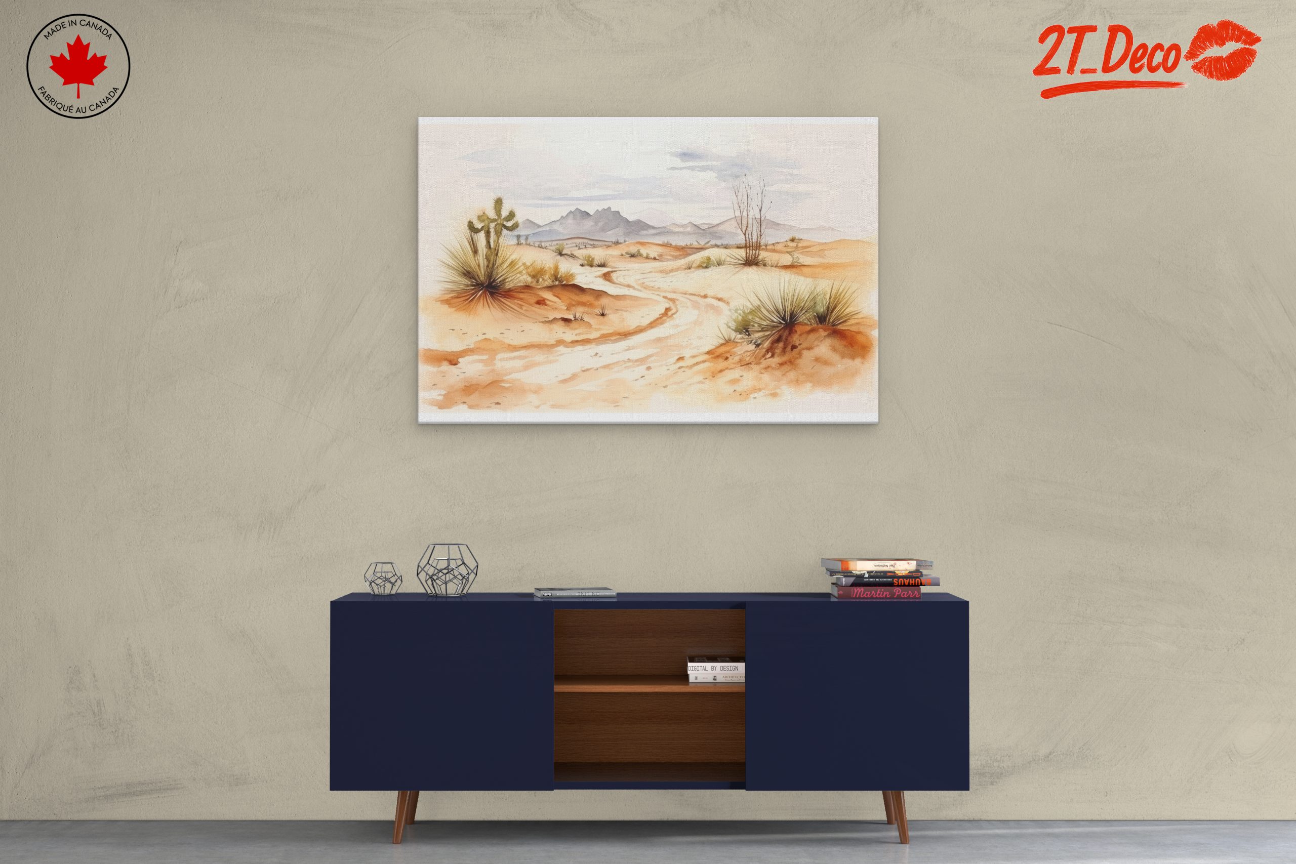 Serene Desert Landscape Watercolor Art - Image 3