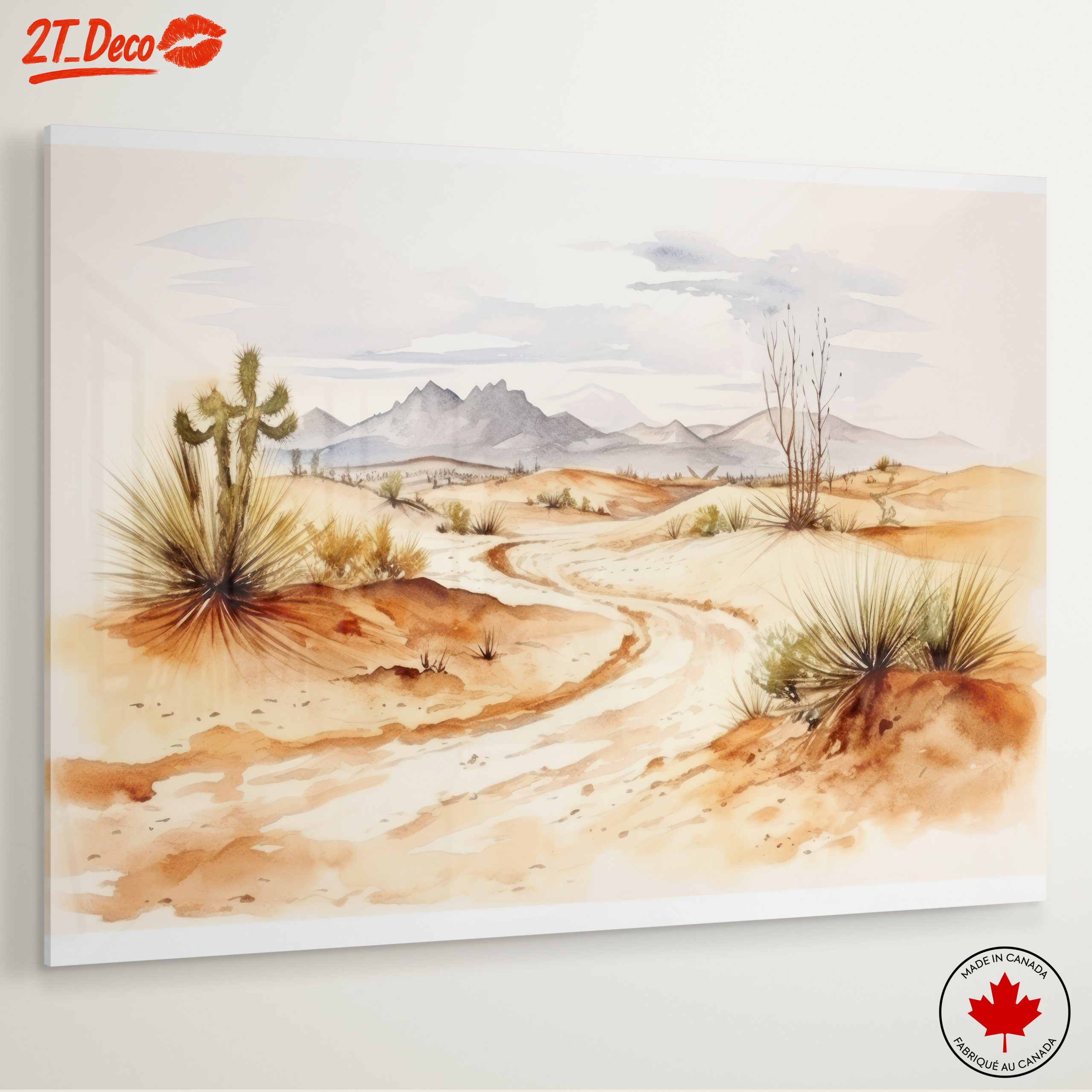 Serene Desert Landscape Watercolor Art - Image 6
