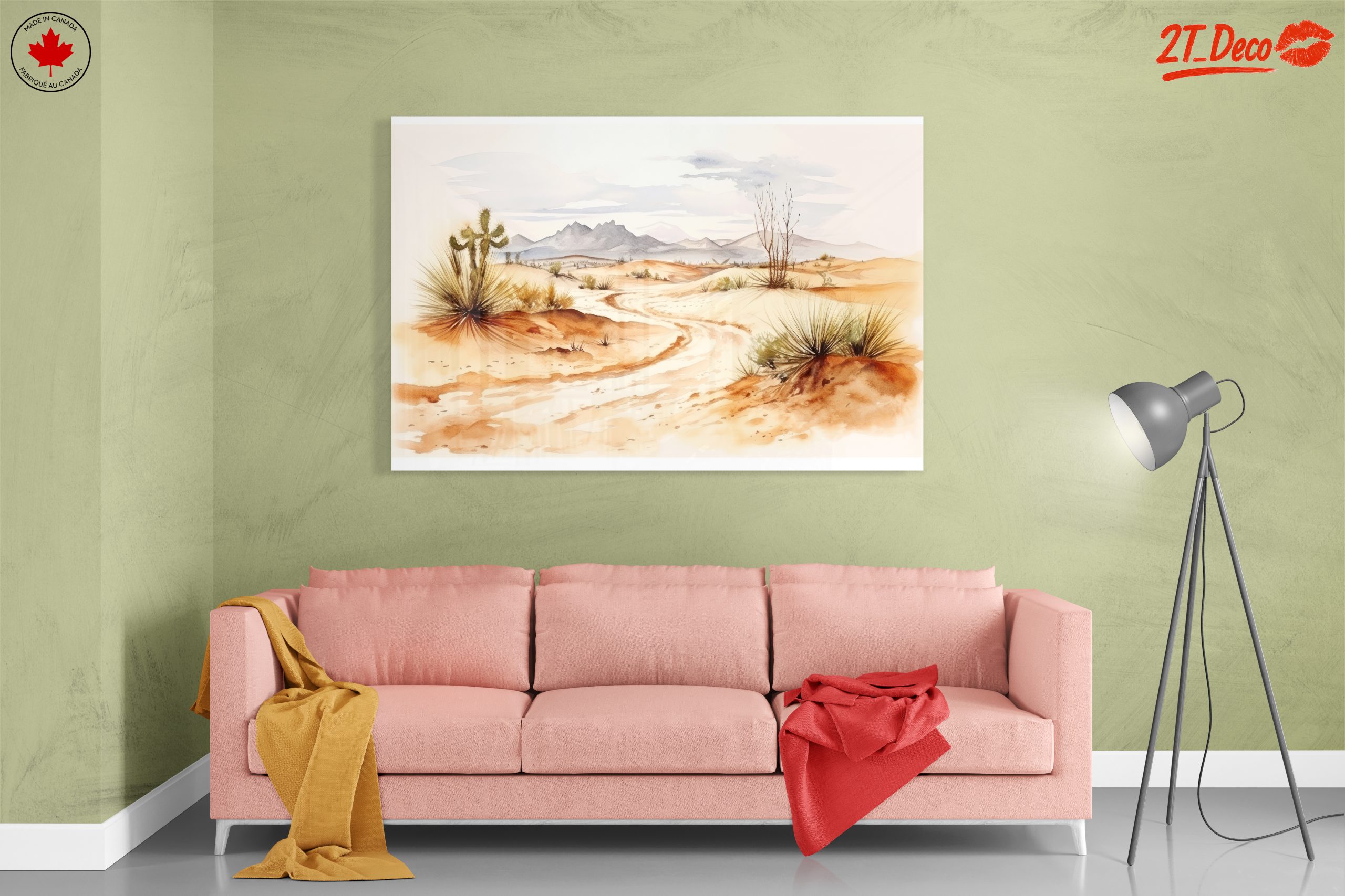 Serene Desert Landscape Watercolor Art - Image 7