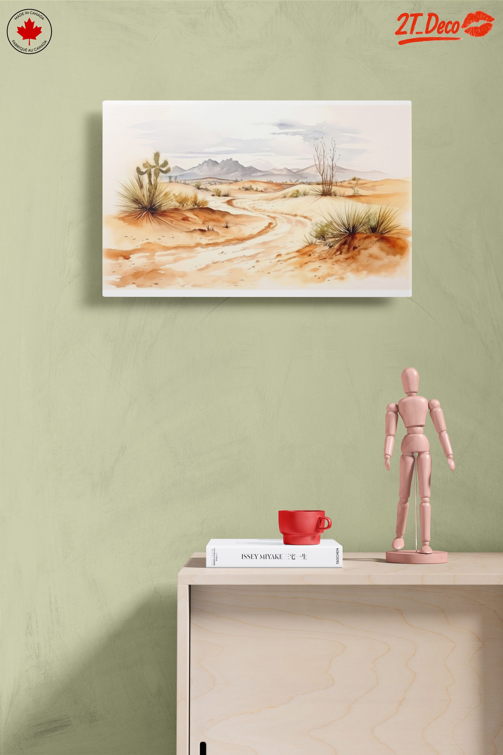 Serene Desert Landscape Watercolor Art - Image 14
