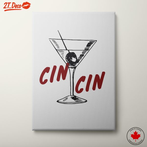 Cocktail Glass Artwork with Cin Cin