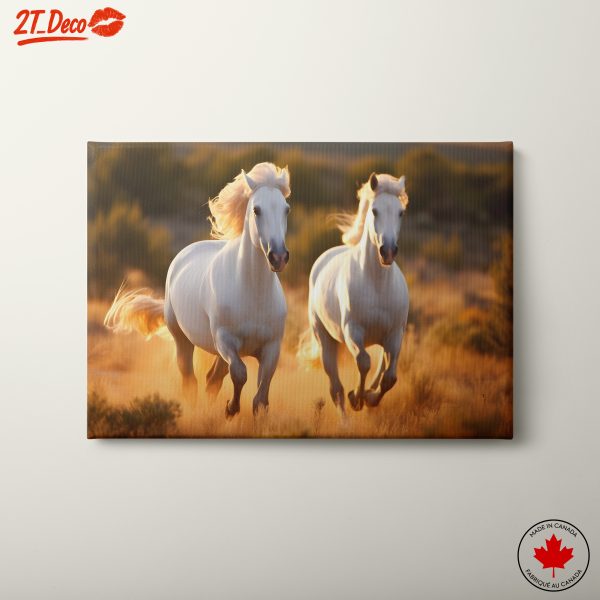Majestic Running Horses in a Sunlit Landscape