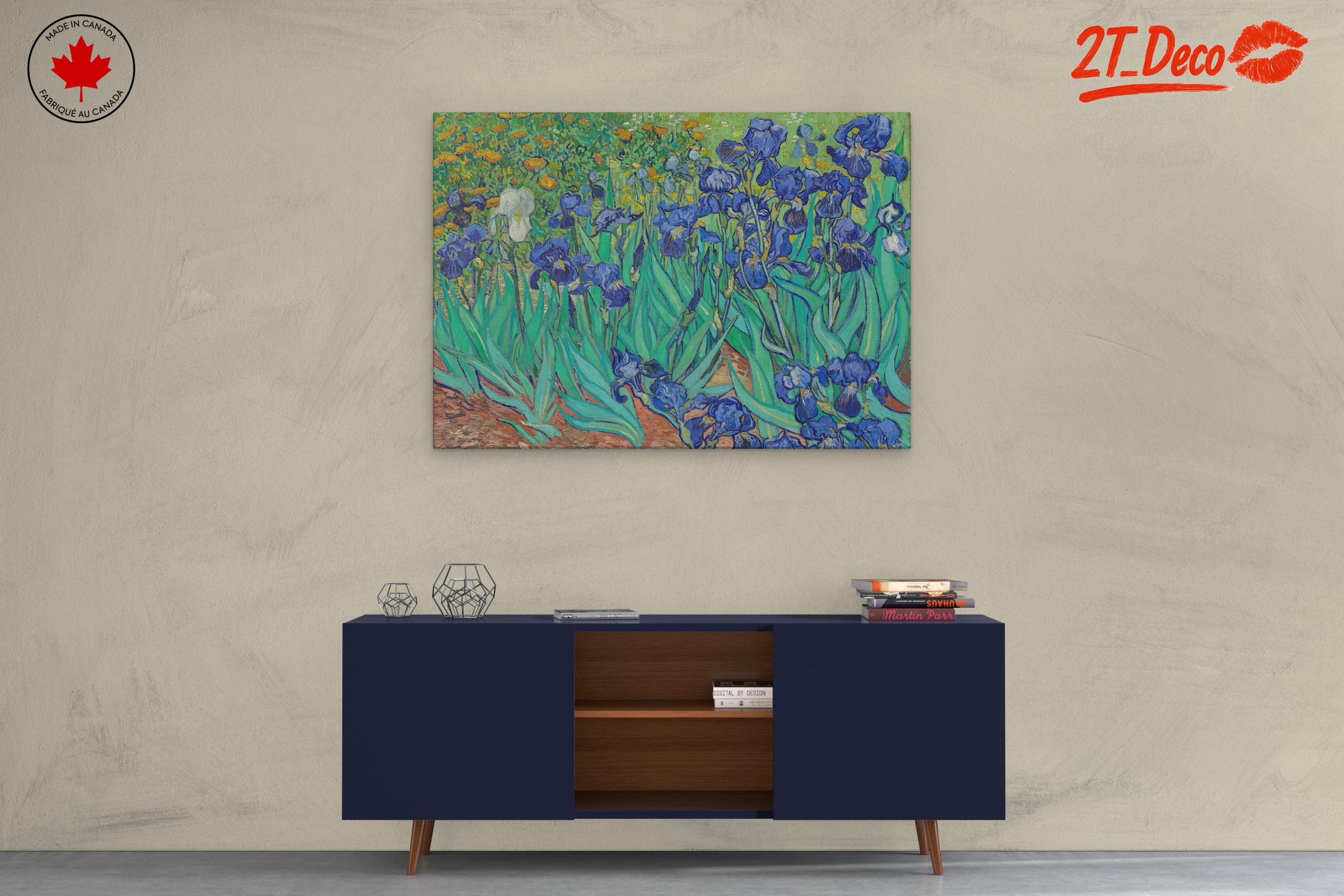 Vibrant Blue Iris Floral Art - Image 3