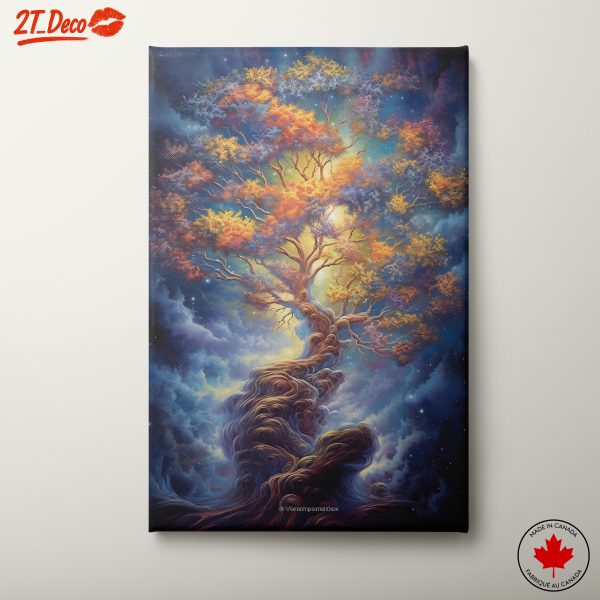 Vibrant Cosmic Tree Landscape Art