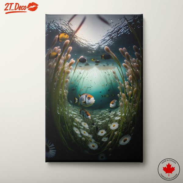 Underwater Marine Life Composition with Flowers