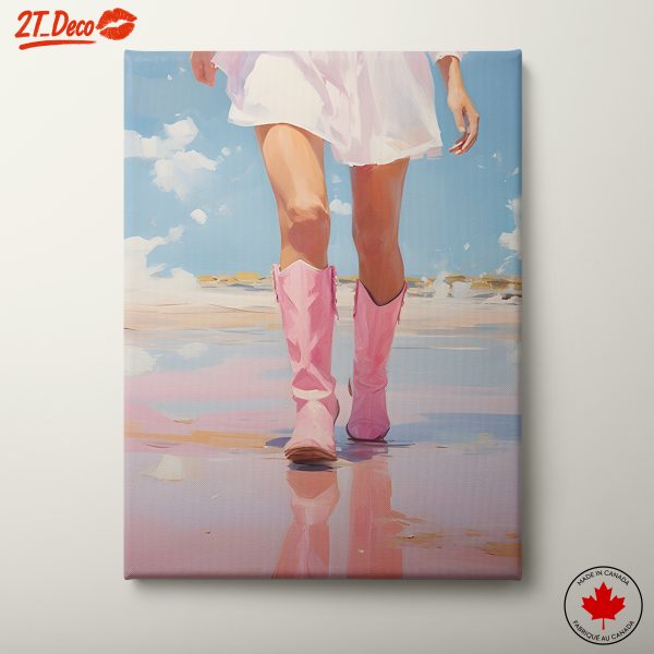 Stylized Female Figure in Pink Boots