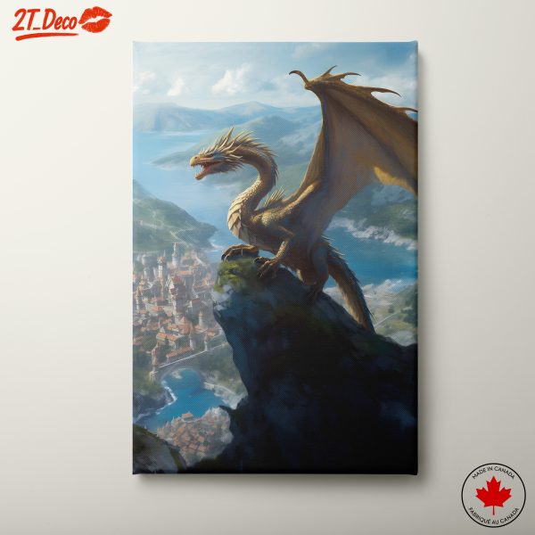 Majestic Dragon Overlooking a Fantasy Landscape