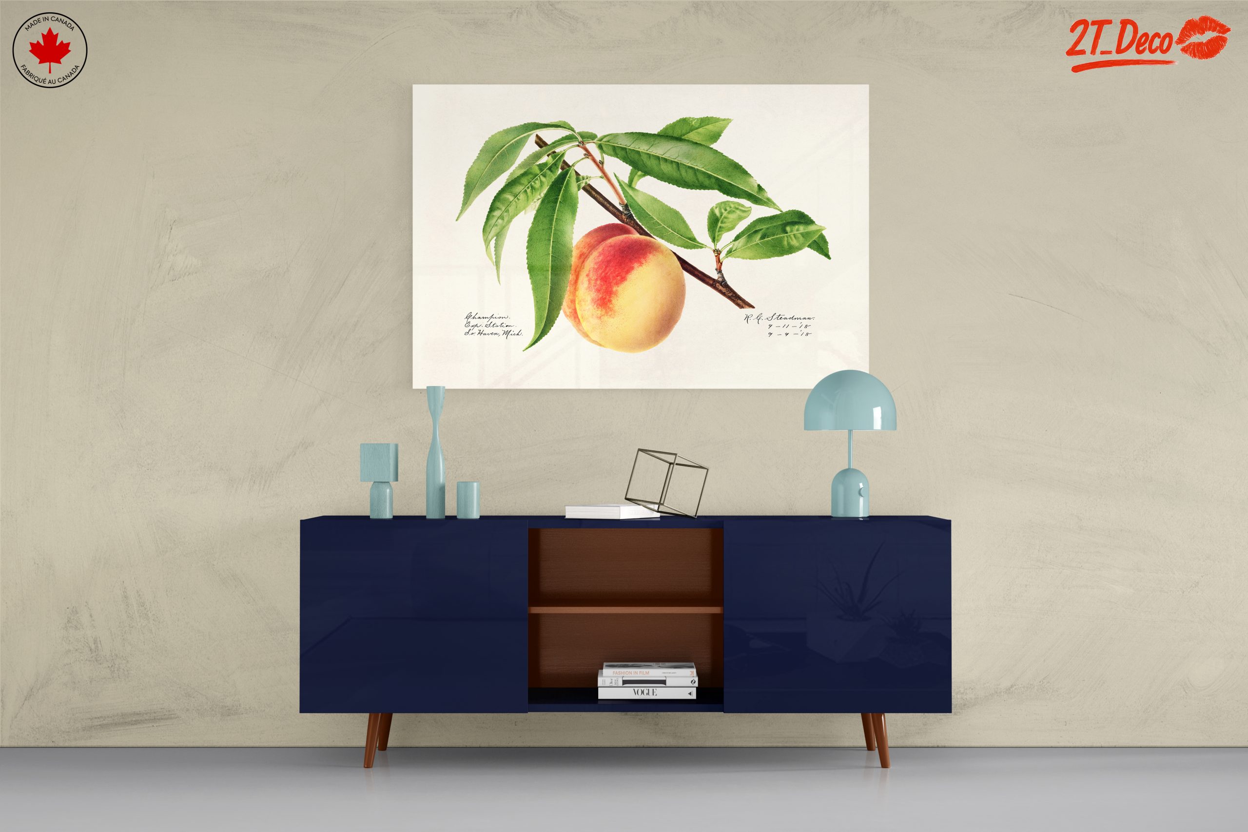 Peach and Leaves Botanical Art - Image 8