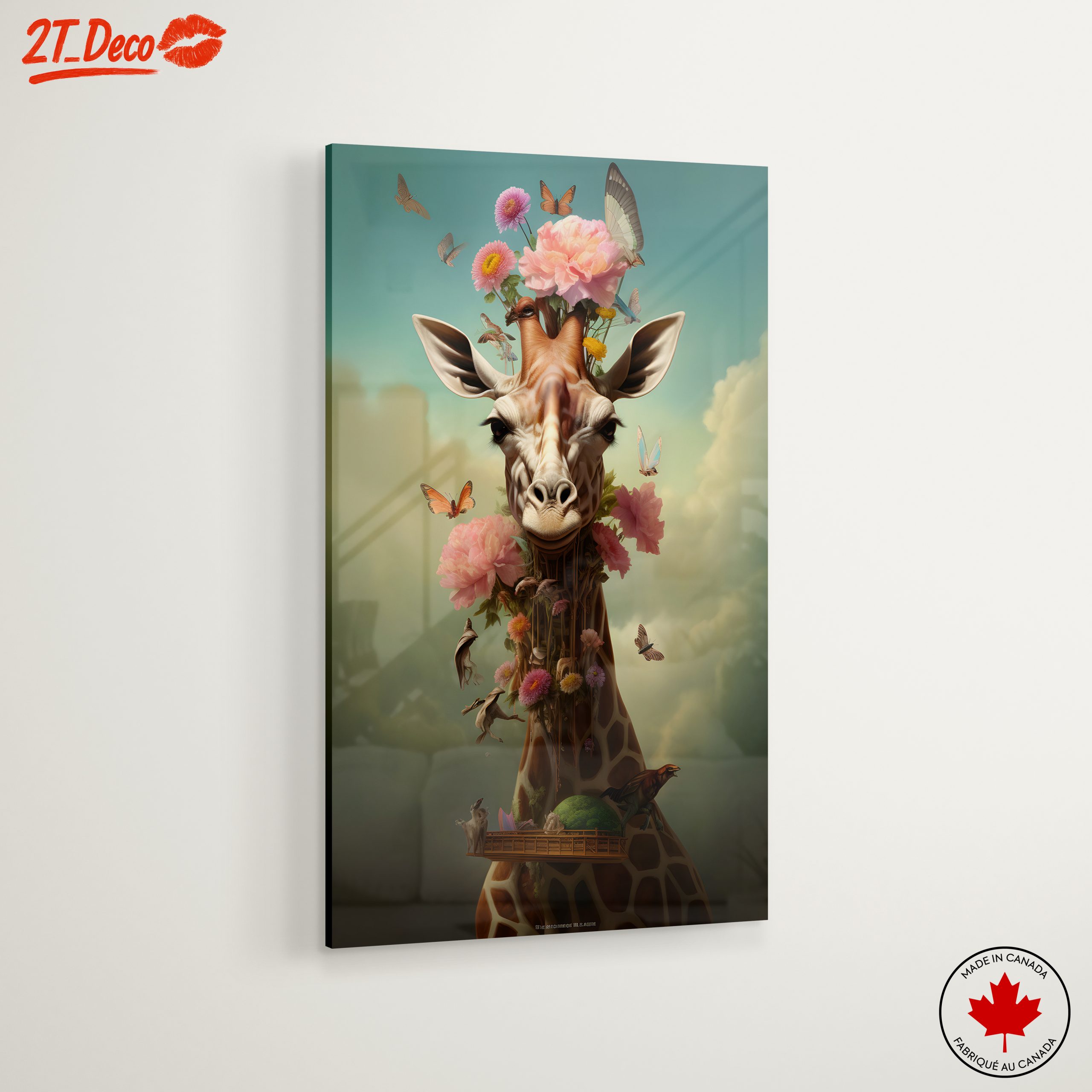 Surreal Giraffe with Flowers and Butterflies - Image 6
