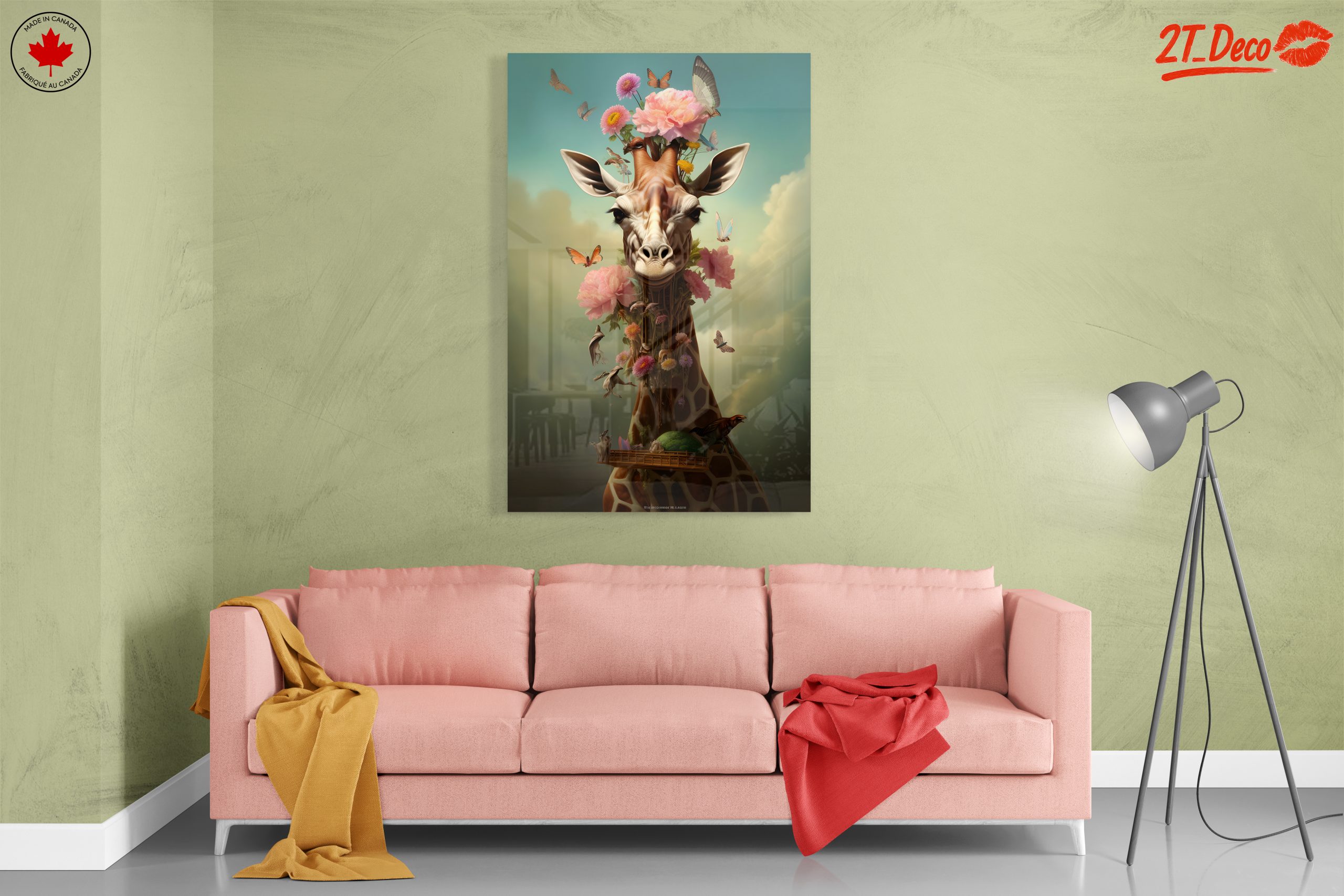 Surreal Giraffe with Flowers and Butterflies - Image 7