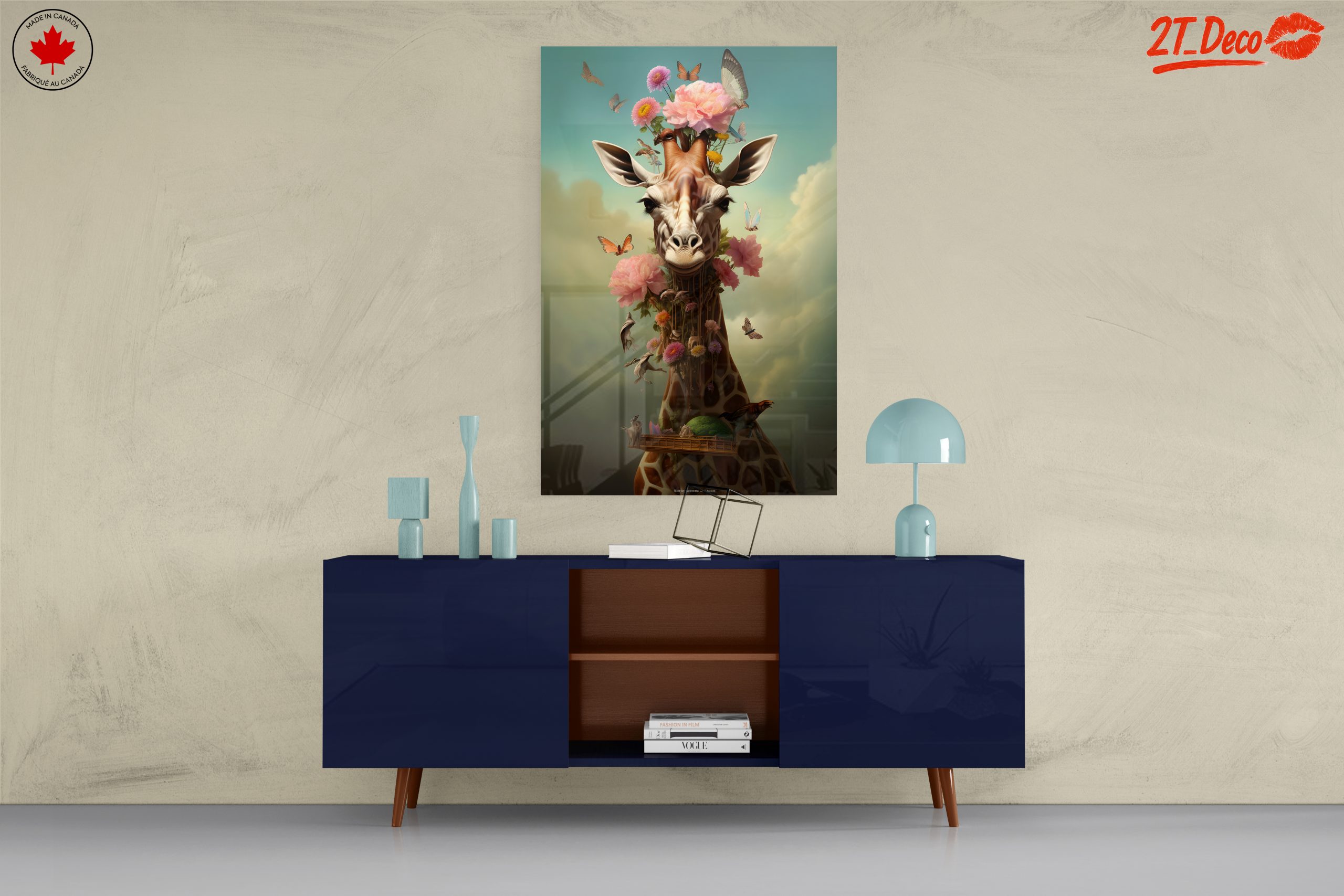 Surreal Giraffe with Flowers and Butterflies - Image 8