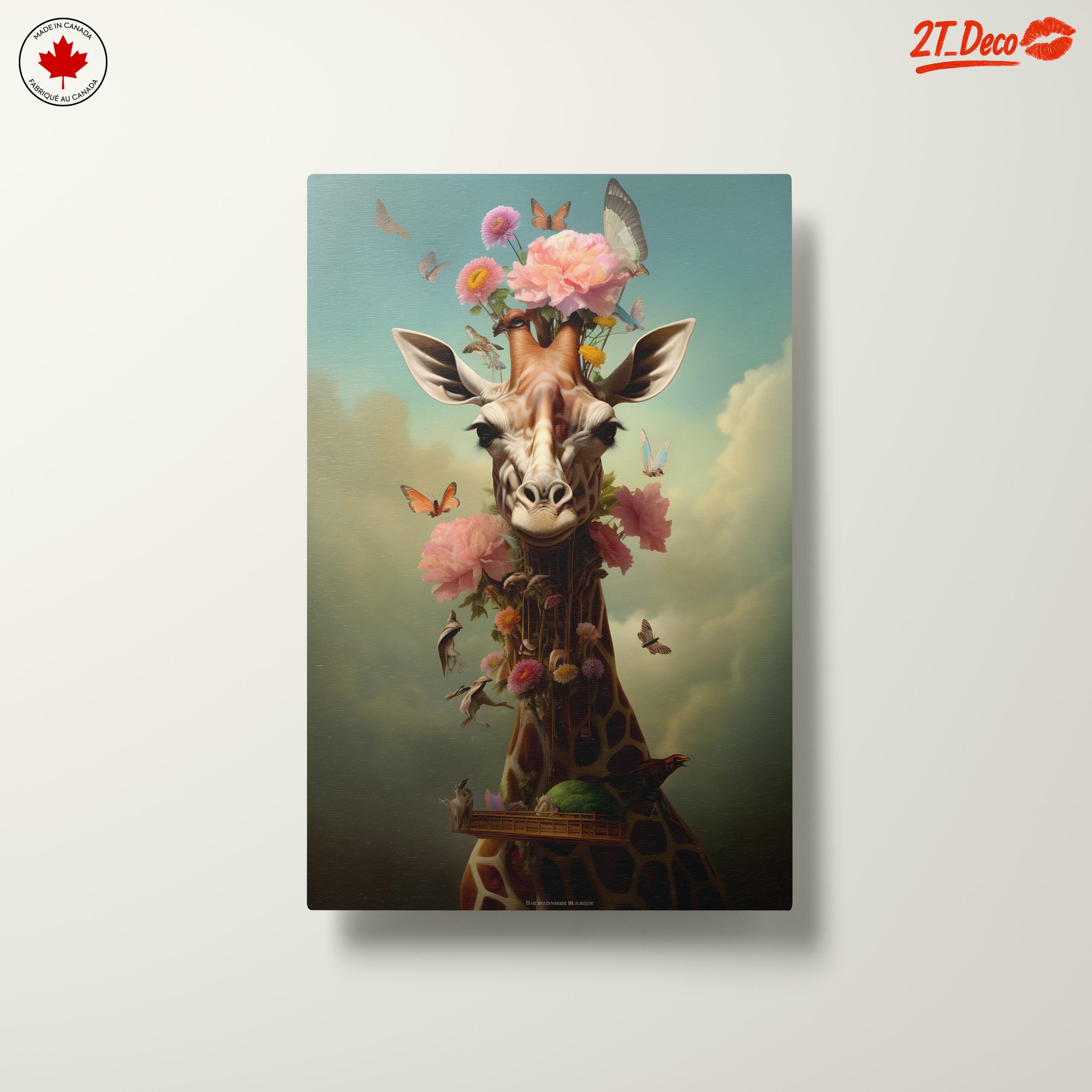 Surreal Giraffe with Flowers and Butterflies - Image 10