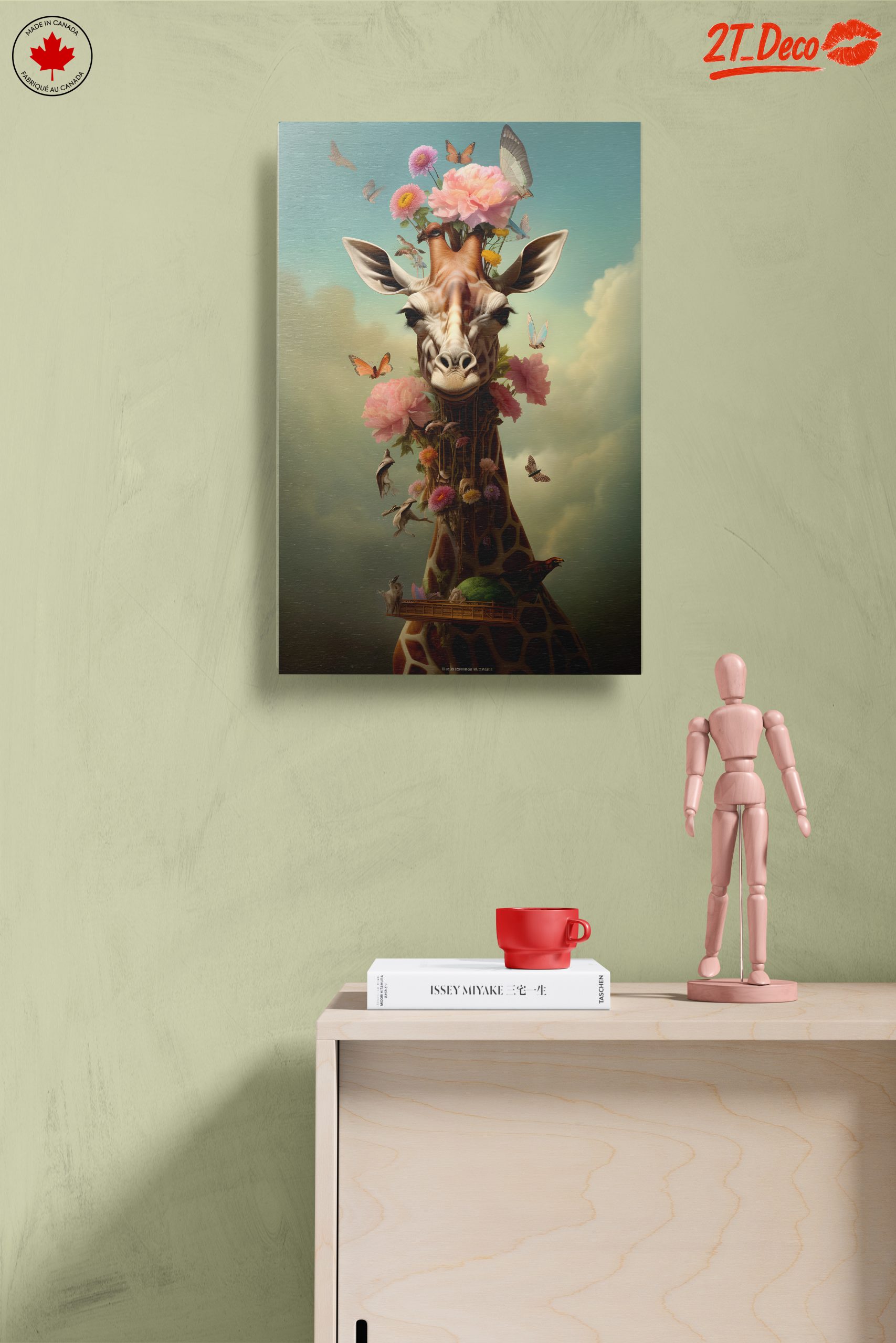 Surreal Giraffe with Flowers and Butterflies - Image 14